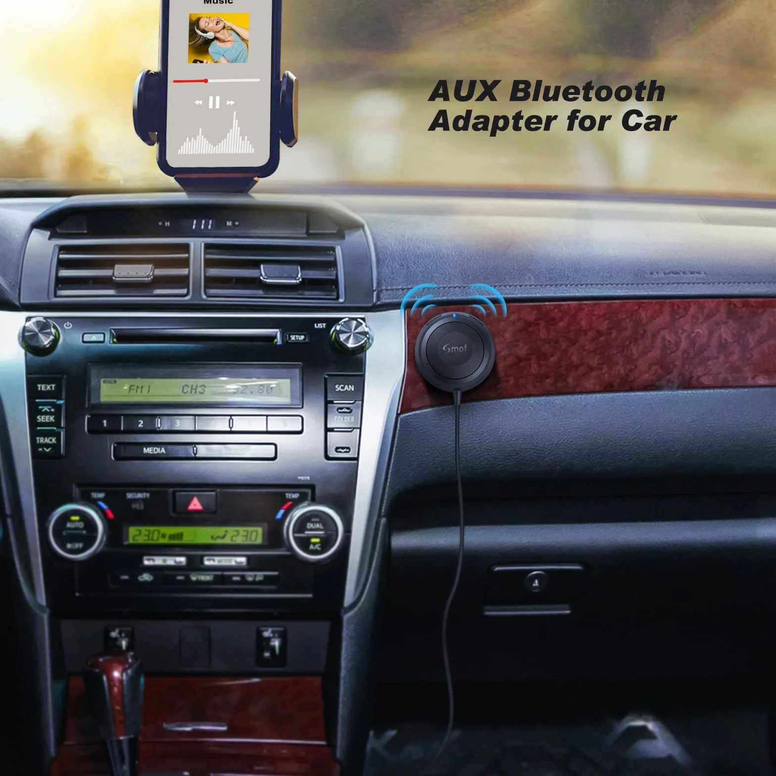 Adapter Bluetooth do samochodu z izolatorem szumów, bezprzewodowy odbiornik AUX