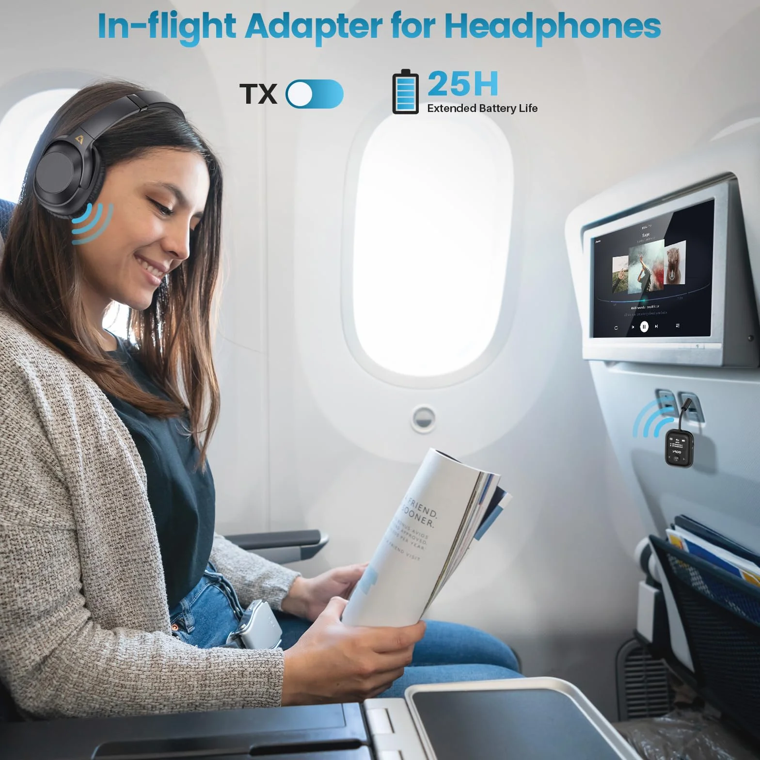 YMOO SafeFly Min+ nadajnik Bluetooth Czarny odbiornik Bluetooth Adapter do samolotu