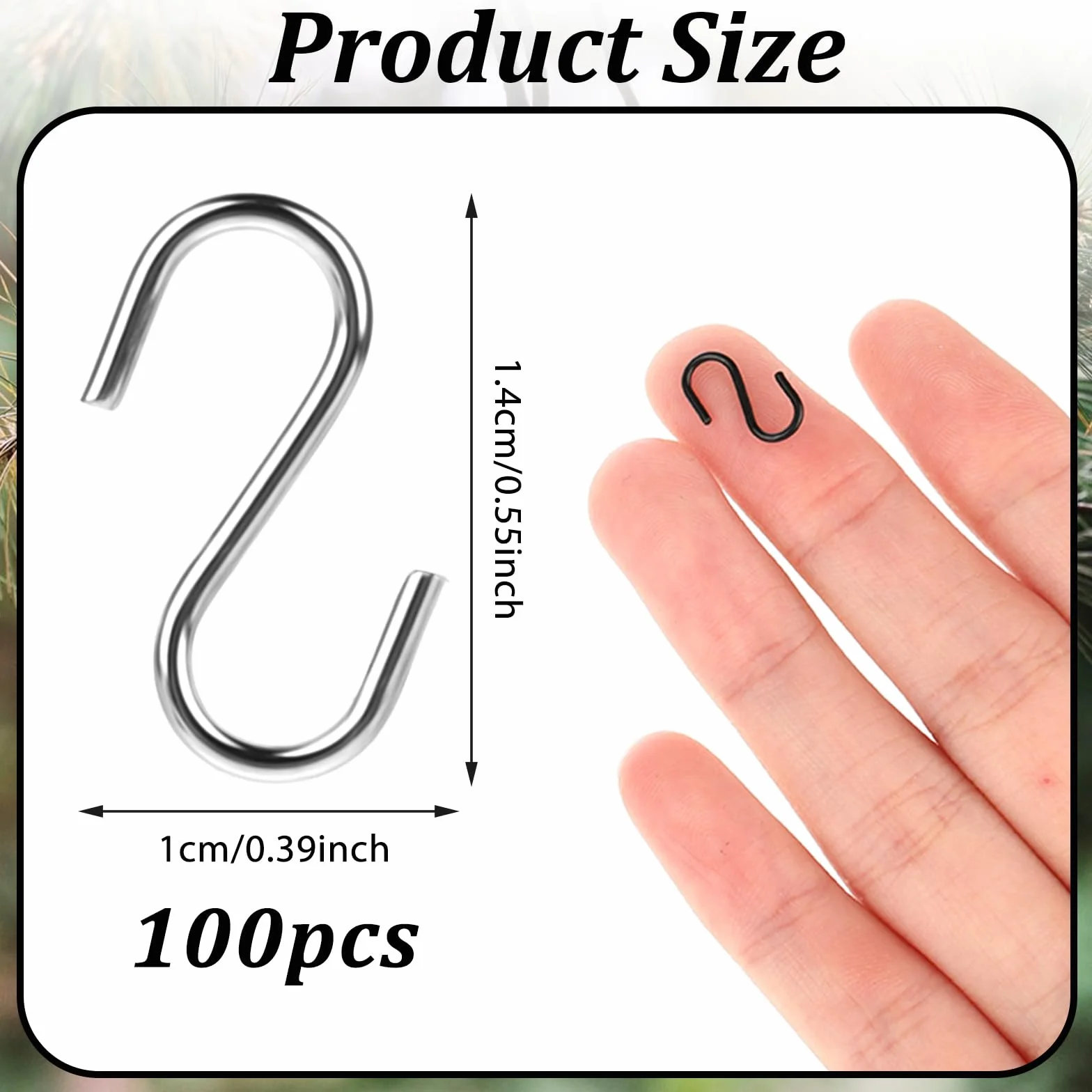 JJUNW Mini S Haki, 100 sztuk Małe haki w kształcie litery S, 14mm metalowe haki do zawieszenia, oszczędność miejsca, haki w kształcie litery S do robótek ręcznych, wiszące biżuteria, breloki, kluczyki