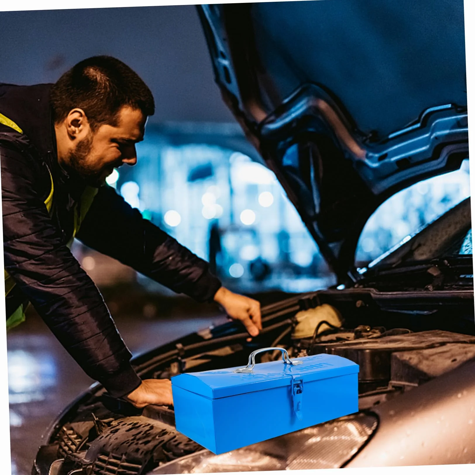 NUOBESTY Metalowa Skrzynka Narzędziowa Organizer z Wytrzymałego Żelaza Przenośny Pojemnik Do Przechowywania Narzędzi dla Mechaników Odporny Uszkodzenia i Łatwy Utrzymaniu Porządku