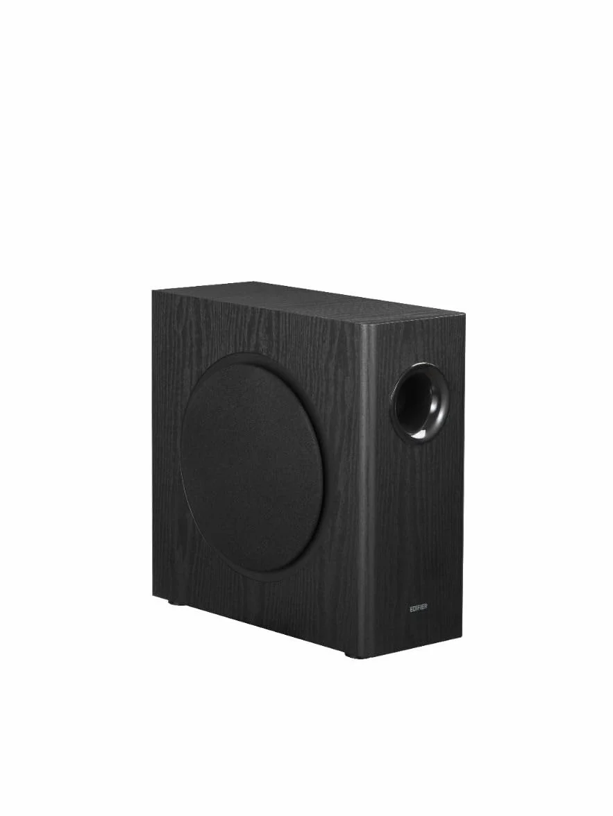 Edifier AKTYWNY SUBWOOFER – 8-calowy głośnik niskotonowy – 70 W – filtr niskoprzepustowy – częstotliwość do 35 Hz – obudowa MDF dla zredukowanego rezonansu – czarny
