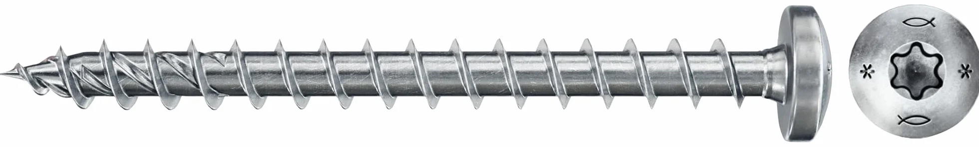 fischer PowerFast II PTF 6,0 x 50, śruba do płyt wiórowych (50 szt.) z pełnym gwintem, głowica Pan Head z gwiazdą wewnętrzną, śruba do obróbki drewna, zmniejsza opór wkręcania i czas wkręcania