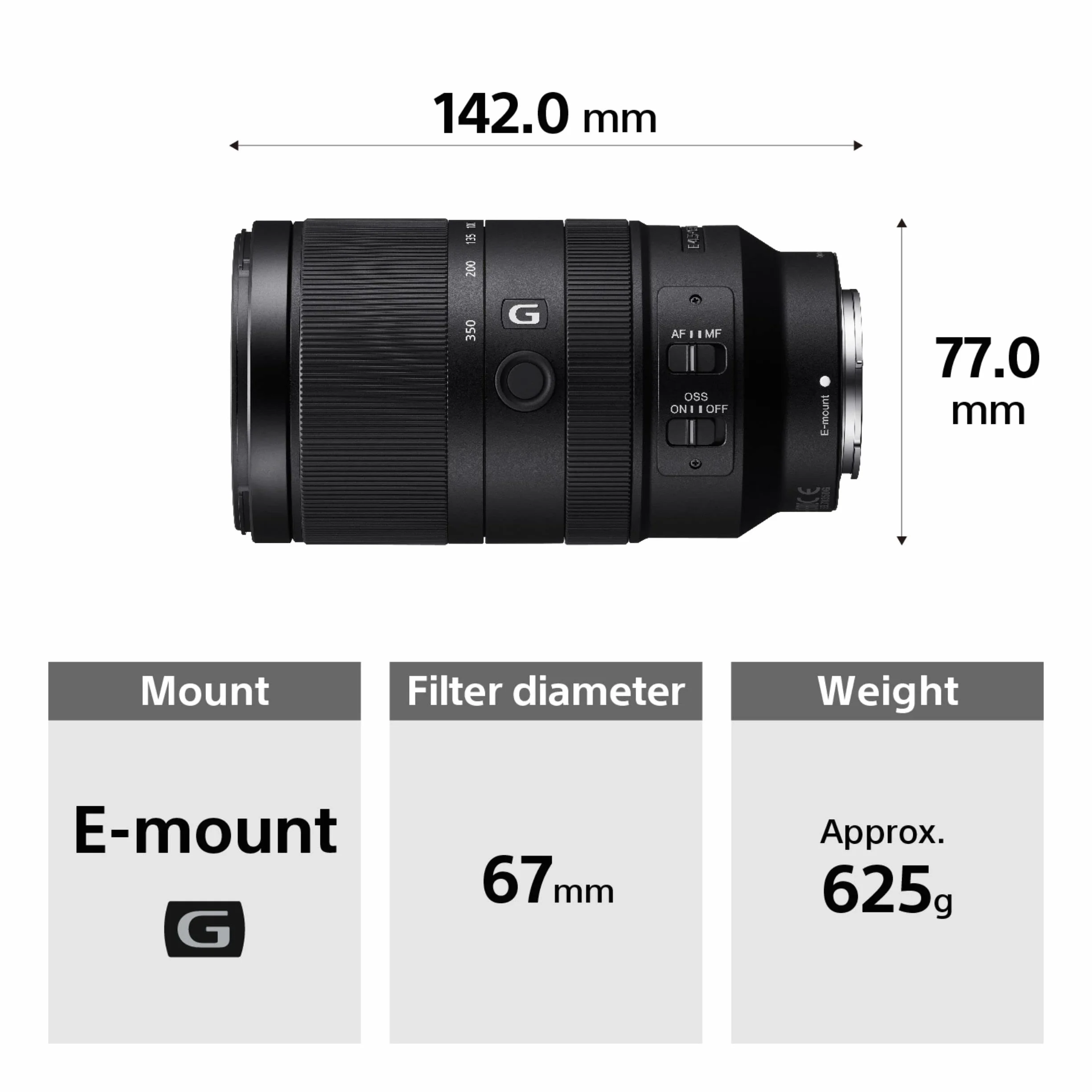 Sony 70–350 mm f/4.5–6.3 G OSS teleobiektyw zmiennoogniskowy APS-C superzoom