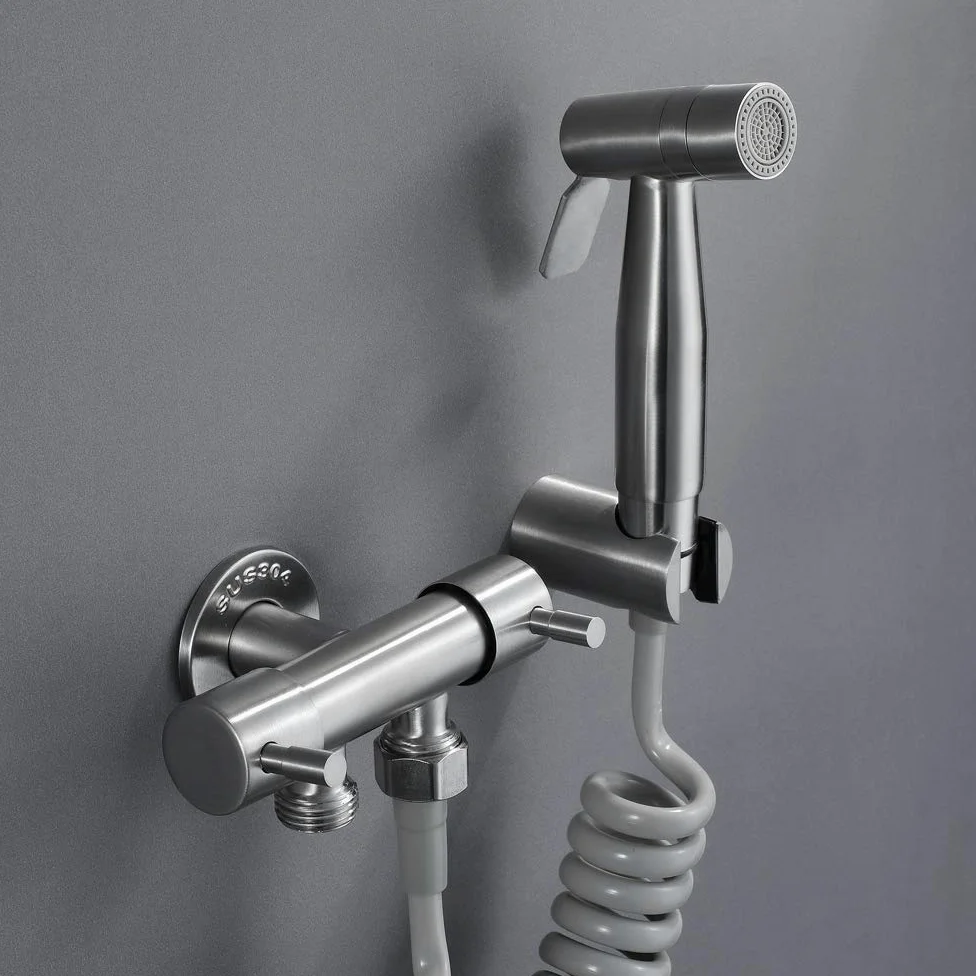 Systemy prysznicowe z kranem wodnym Baterie bidetowe, szczotkowana stal nierdzewna Łazienka z baterią prysznicową Bidet Dwufunkcyjny spryskiwacz toaletowy Bidet Zmywarka Bateria a, styl B