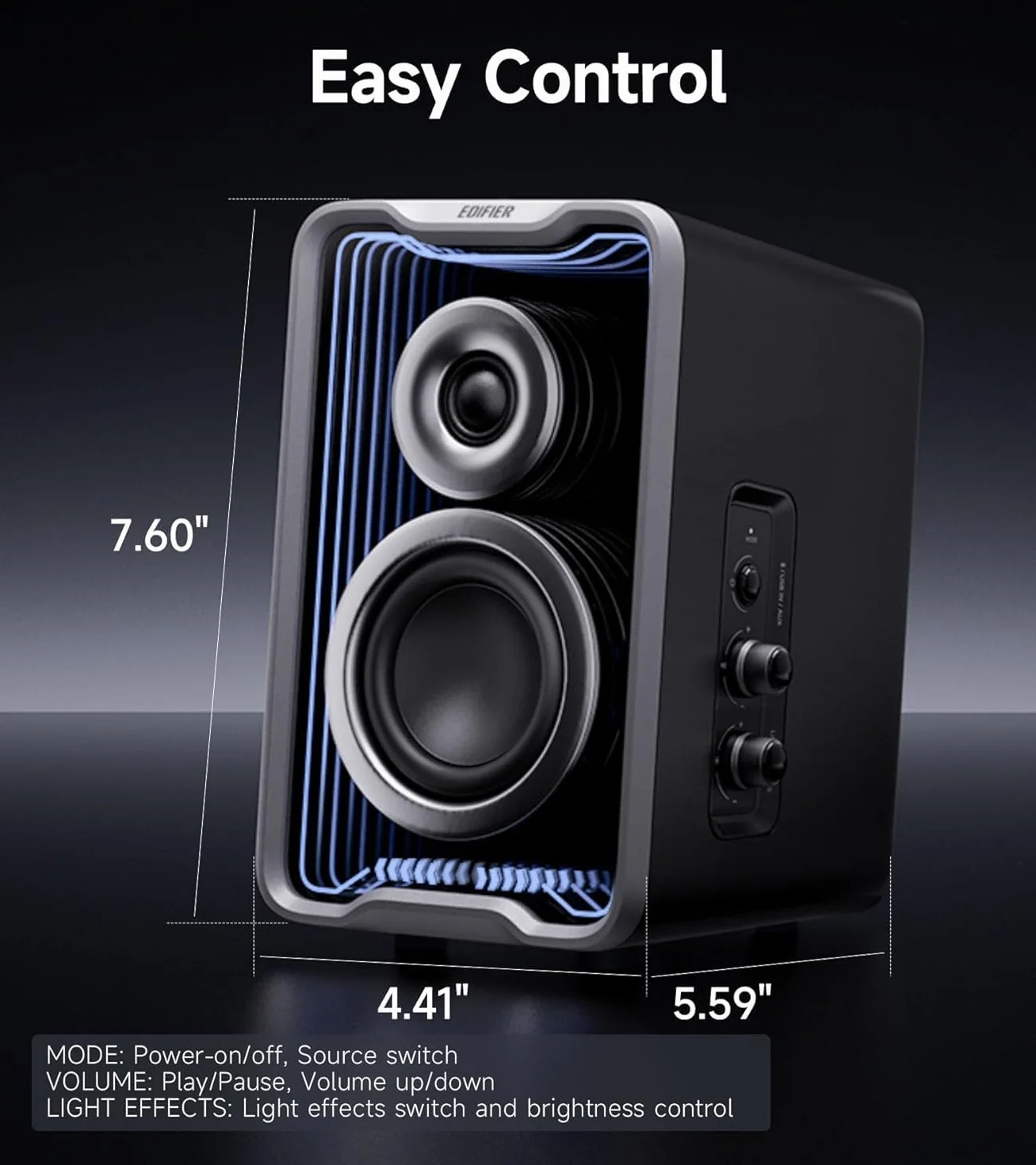 EDIFIER QR30 Aktywny głośnik biurkowy z Bluetooth V5.4, dynamiczne efekty świetlne - 30 W RMS - czarny