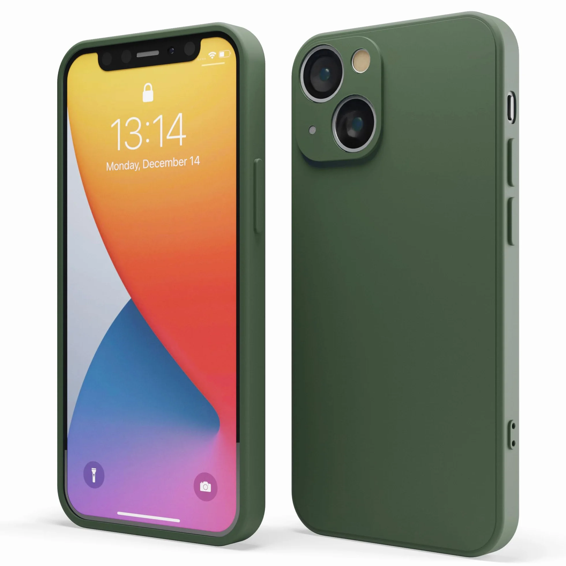 Etui ochronne z płynnego silikonu Red Ember na iPhone 13, odporne na wstrząsy, matowe wykończenie, zielony