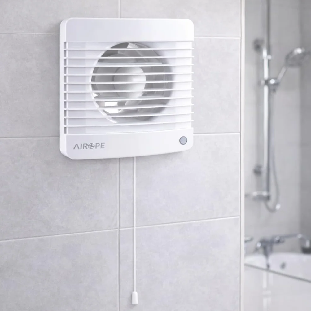 Wentylator wyciągowy powietrza VMC 125 mm z przełącznikiem suwakowym, zawór zwrotny + moskitiera, 9,1 W, do łazienki, kuchni, toalety, cichy, 5 lat