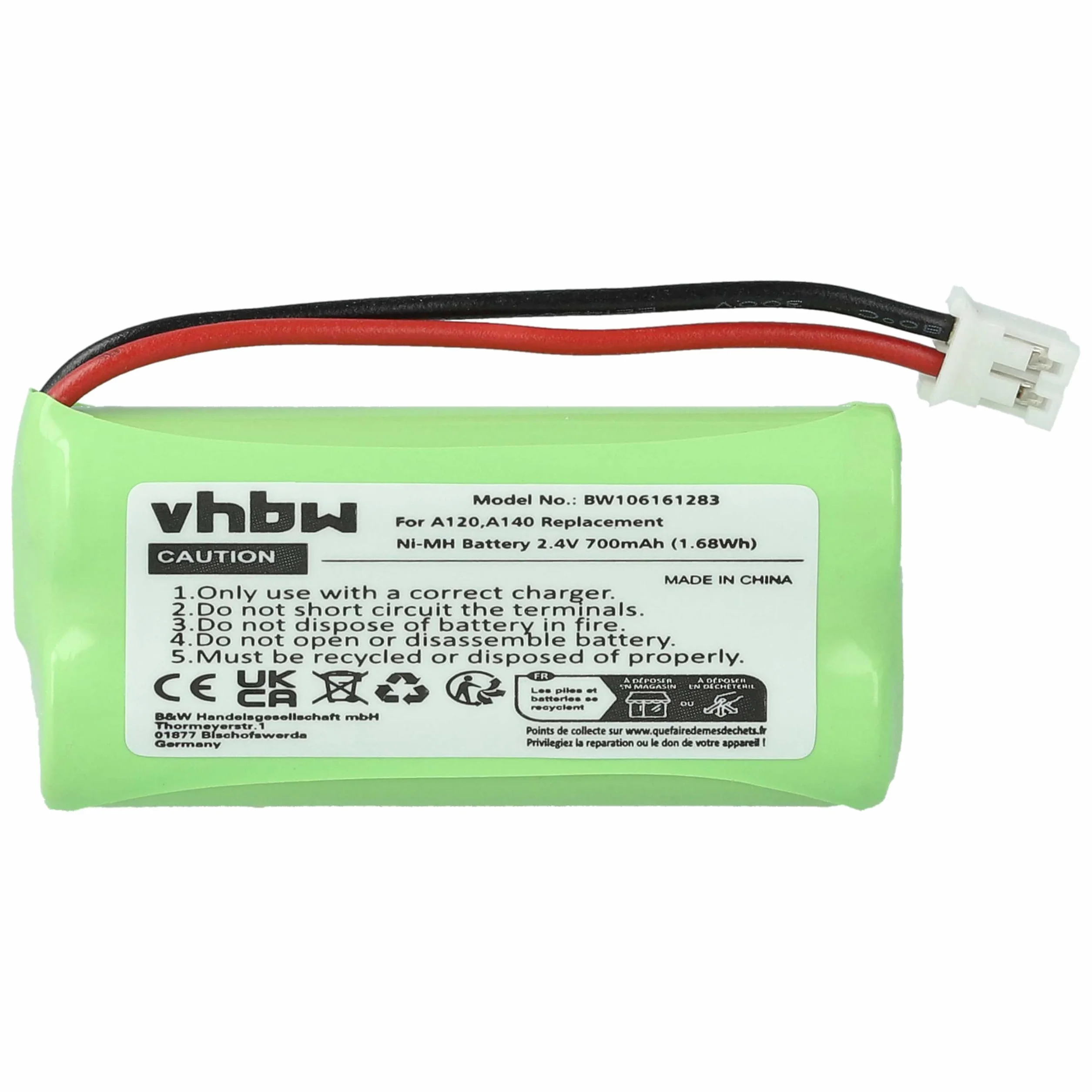vhbw NiMH Bateria 700 mAh 2,4 V kompatybilna z Siemens Gigaset A260 Trio A265 A345