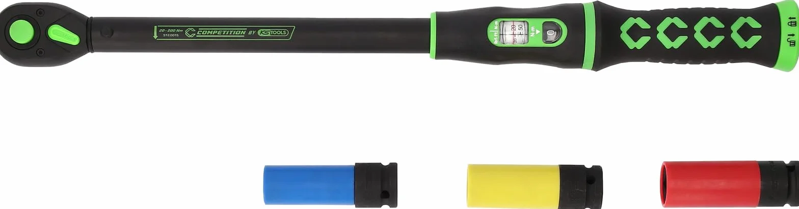 KS Tools 512.0010 COMPETITION 1/2" zestaw kluczy dynamometrycznych z grzechotką, 20-200 Nm, 4-częściowy