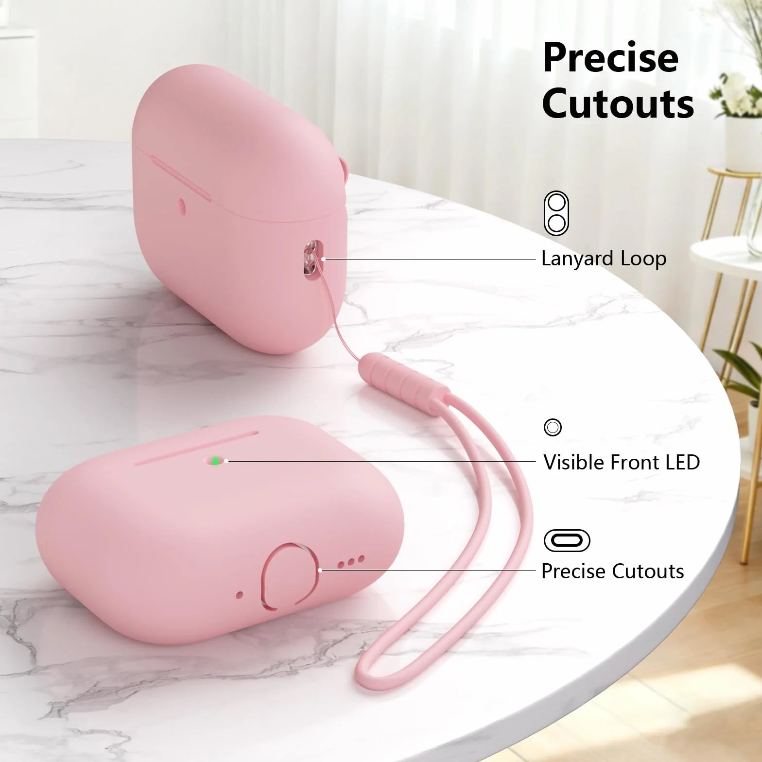 Etui ochronne do AirPods Pro 3 generacji, silikonowe z paskiem, różowe
