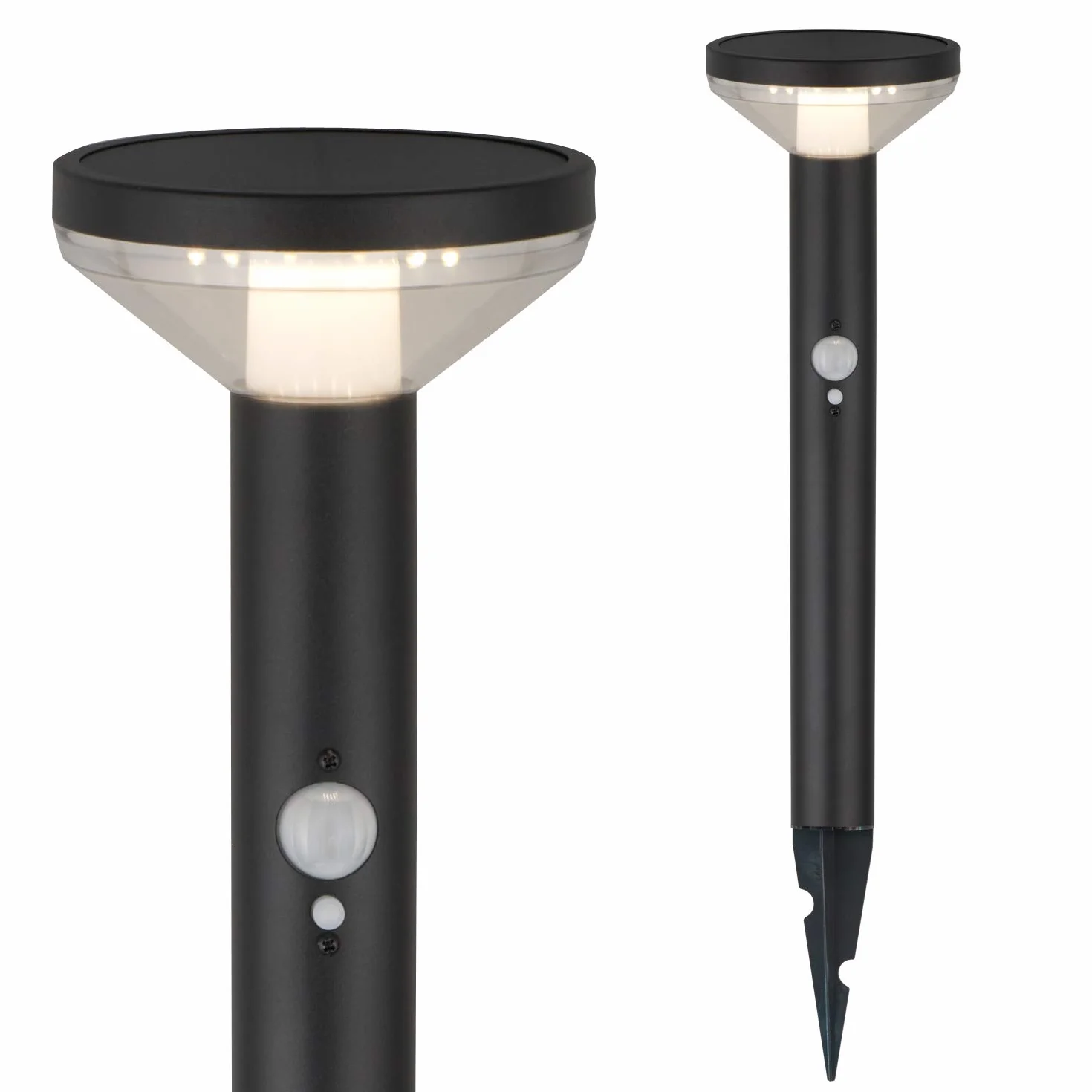 Maclean MCE465 Lampa solarna Led Wbijana z Czunikiem Ruchu i Czujnikiem Zmierzchu 3 Tryby Pracy IP44 (Czarny, 6 sztuk)