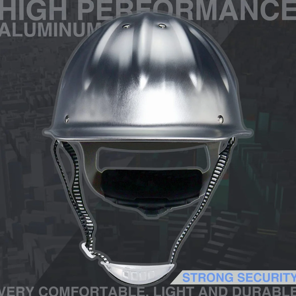 Aluminiowe twarde czapki ochronne kask pełne rondo z zawieszeniami z grzechotką srebrna czapka bezpieczeństwa jeden rozmiar kask pasuje do większości