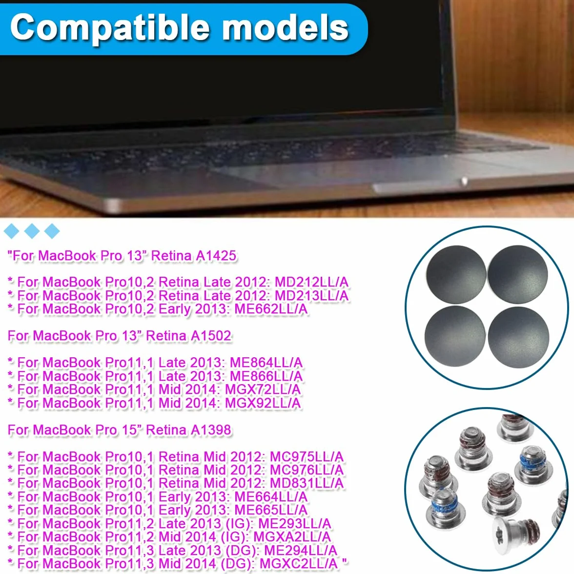 Podstawa gumowa obudowa stopka zestaw zamiennik do MacBook Pro 13" 15" A1425 A1502 A1398 2012-2015
