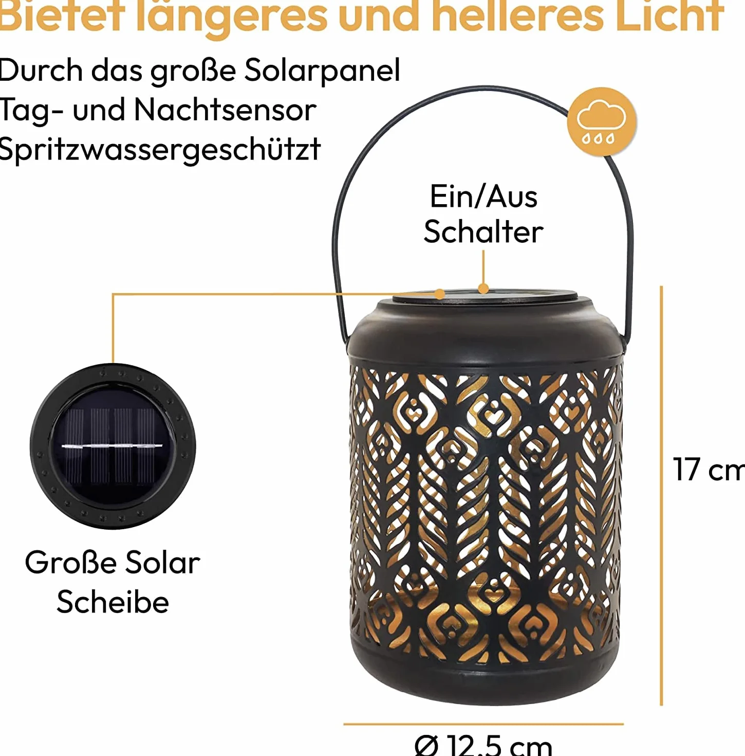 Gadgy Latarnia solarna do użytku na zewnątrz | 2 sztuki z motywem pawia | latarnia solarna do użytku na zewnątrz | latarnia LED z czarnego metalu | wodoszczelna