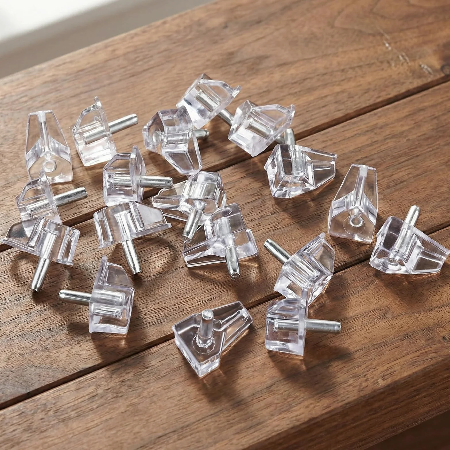 20 szt. kołków podtrzymujących do półek 1/8 cala (3 mm), przezroczyste plastikowe kołki do półek, tylko do małych otworów 3 mm, śledzie do półek, wsporniki do regałów na książki, szafki kuchennej i