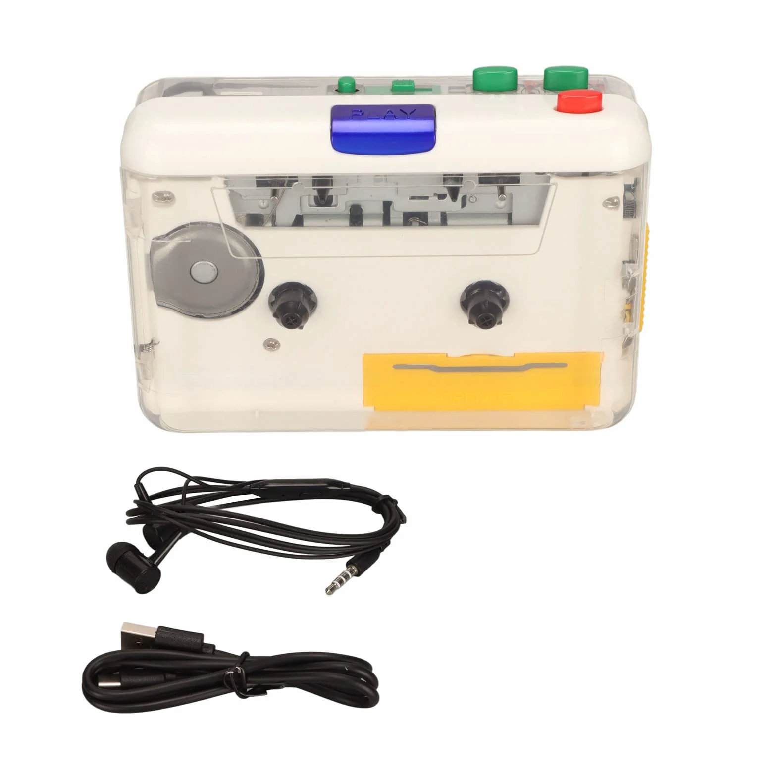Przenośny konwerter kasety USB na MP3, ładowalny odtwarzacz kasetowy, Plug and Play, słuchawki
