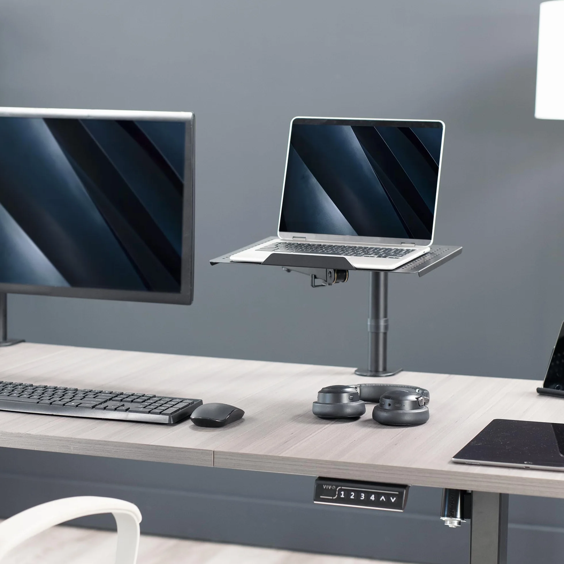 VIVO Pojedynczy stojak na biurko na laptopa regulowane przedłużenie zacisk C STAND-V001L