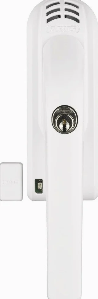 ABUS Zamykana klamka okienna FG300A – gałka do okien z cylindrem ciśnieniowym i funkcją alarmu, różne zamknięcia – poziom bezpieczeństwa 7 – 56802 – biała