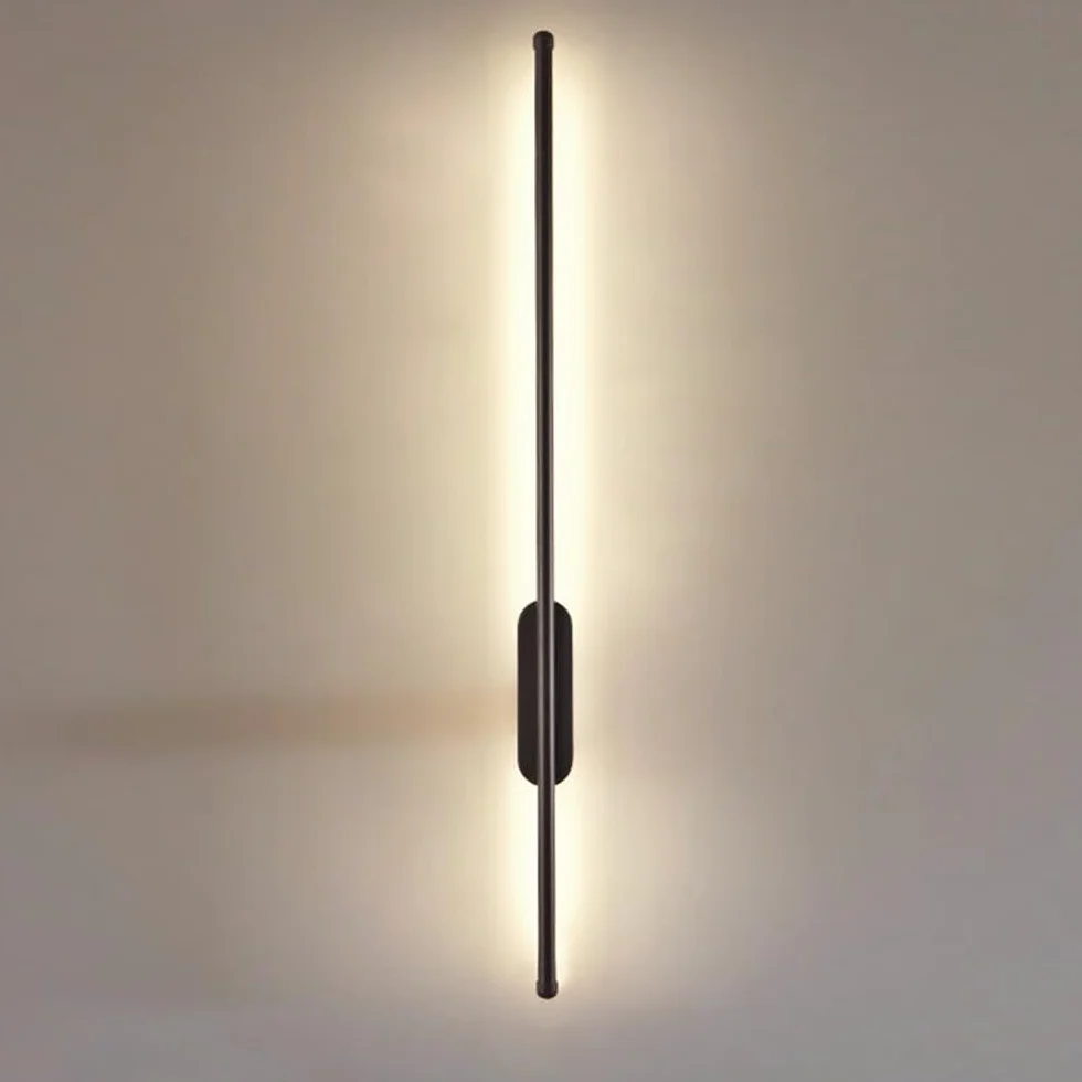 Czarna minimalistyczna ścienna lampa LED z długą rurką, liniowa oprawa do salonu, sypialni, strefy nocnej, pralni wewnętrznej