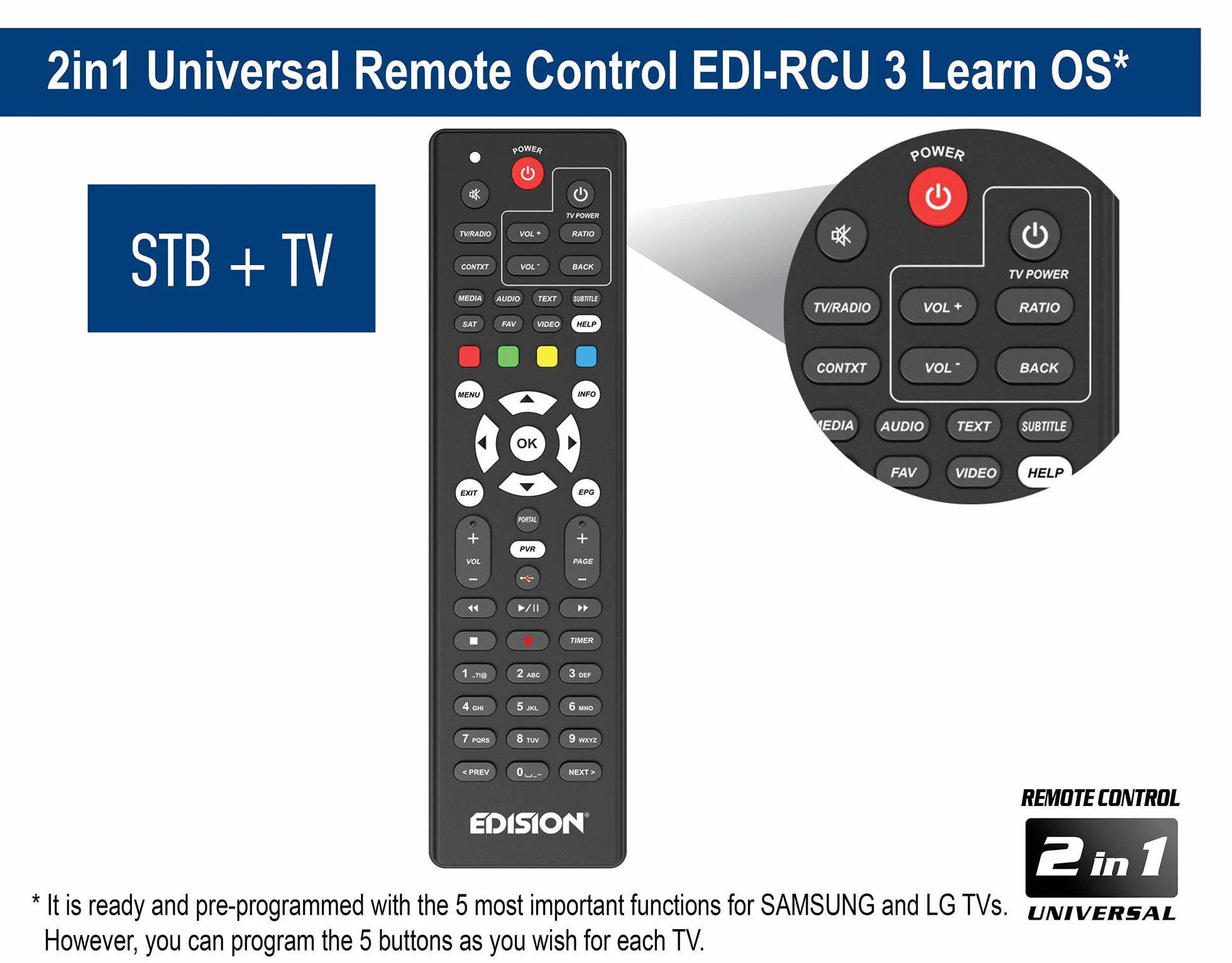 Edision OS NINO+ Full HD Linux E2 odbiornik Combo H.265/HEVC DVB-S2 DVB-T2/C WLAN Bluetooth czarny