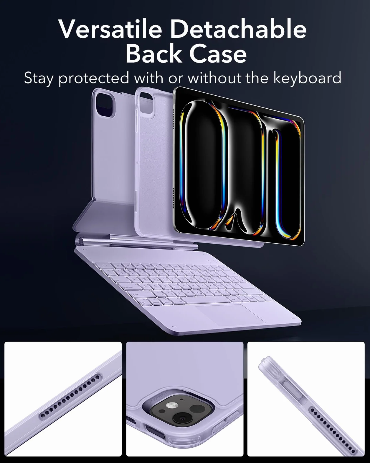 ESR Rebound 360 etui na klawiaturę iPad Pro 13 cali M5 M4 2025 2024 magnetyczne regulowane fioletowe