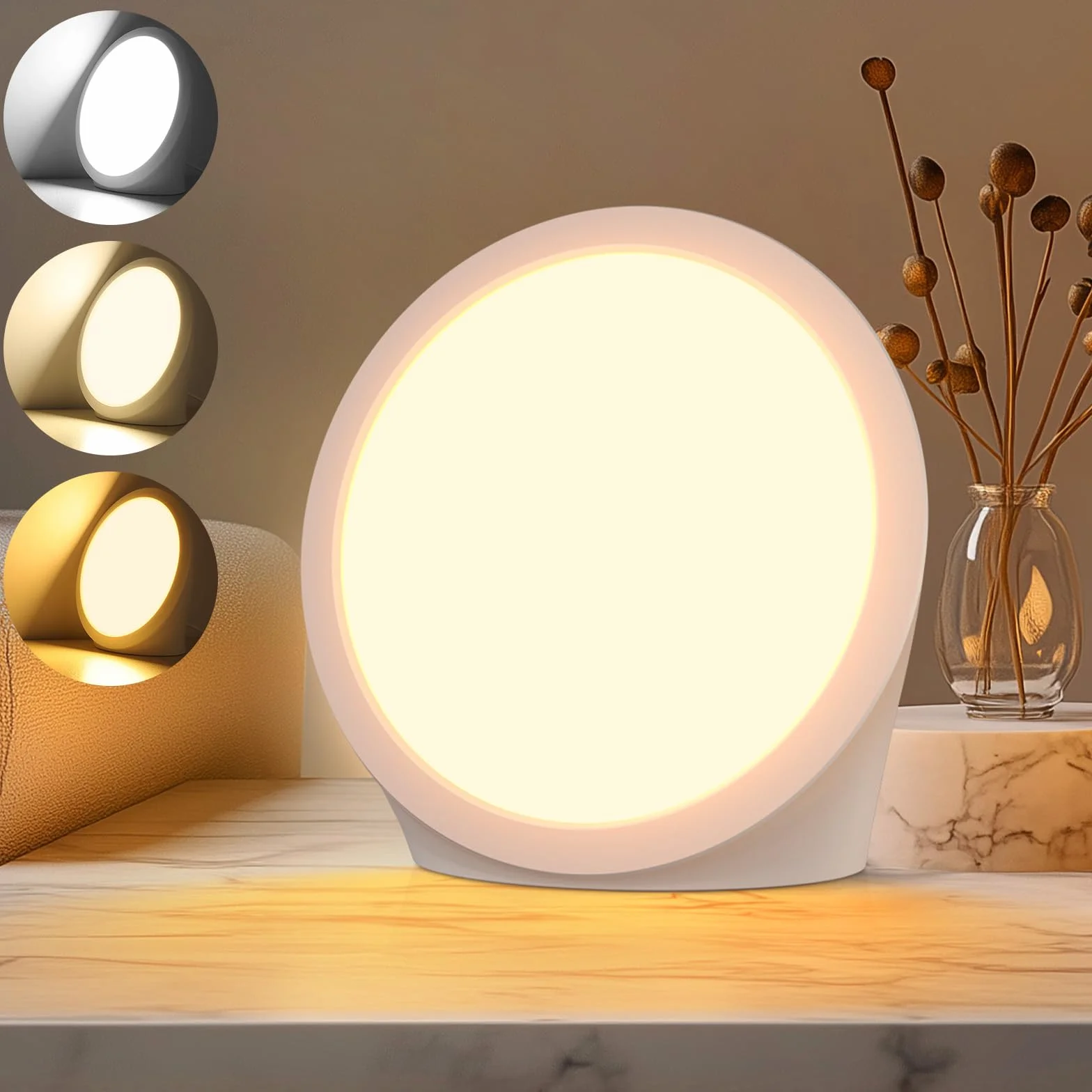 Lampa dzienna 10000 luksów, 3 barwy światła, 6 timerów, 5 regulowanych poziomów natężenia światła i funkcja pamięci, lampa słoneczna bez promieniowania UV na biurko