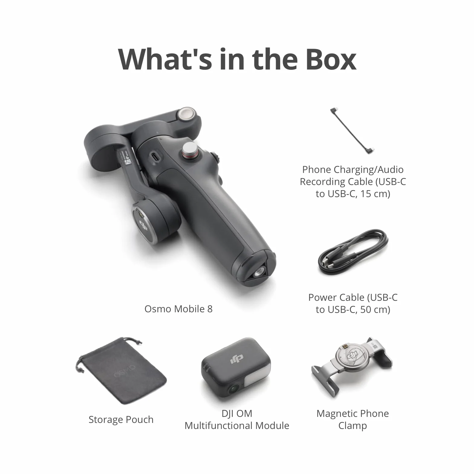 DJI Osmo Mobile 8 stabilizator gimbala do telefonu, natywne śledzenie z dźwiękiem i oświetleniem, obrót 360°, wbudowany drążek przedłużający i statyw, bateria 10 h, drążek przedłużający, solidna
