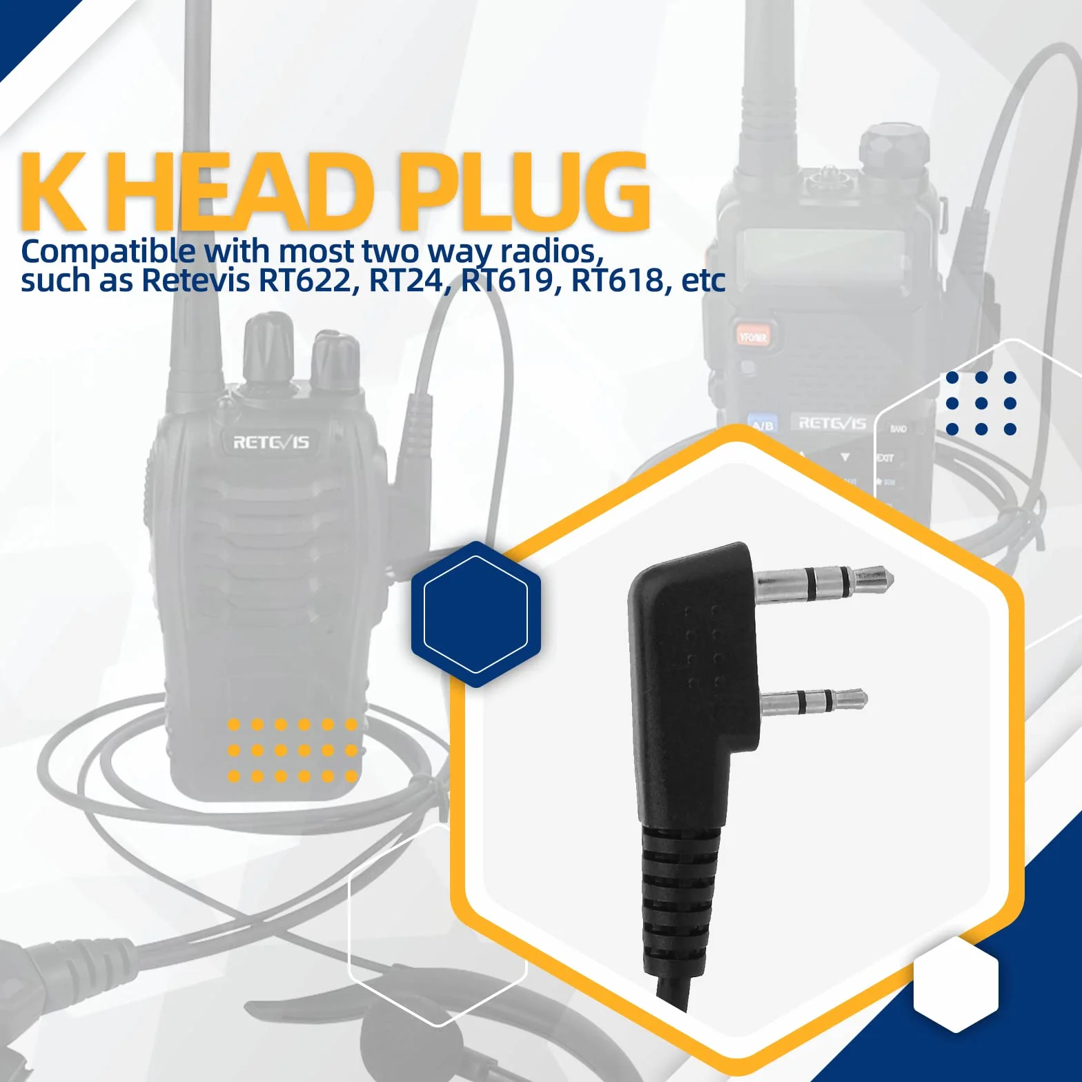 Retevis R111 Słuchawka Walkie Talkie 2-Stykowe Radio Słuchawkowe Typu G z Regulacją Głośności Kompatybilny z RT24 RT28 RT22 RT27 RT617 Baofeng BF-888S UV-5R Dwukierunkowe Radio (1 szt.)