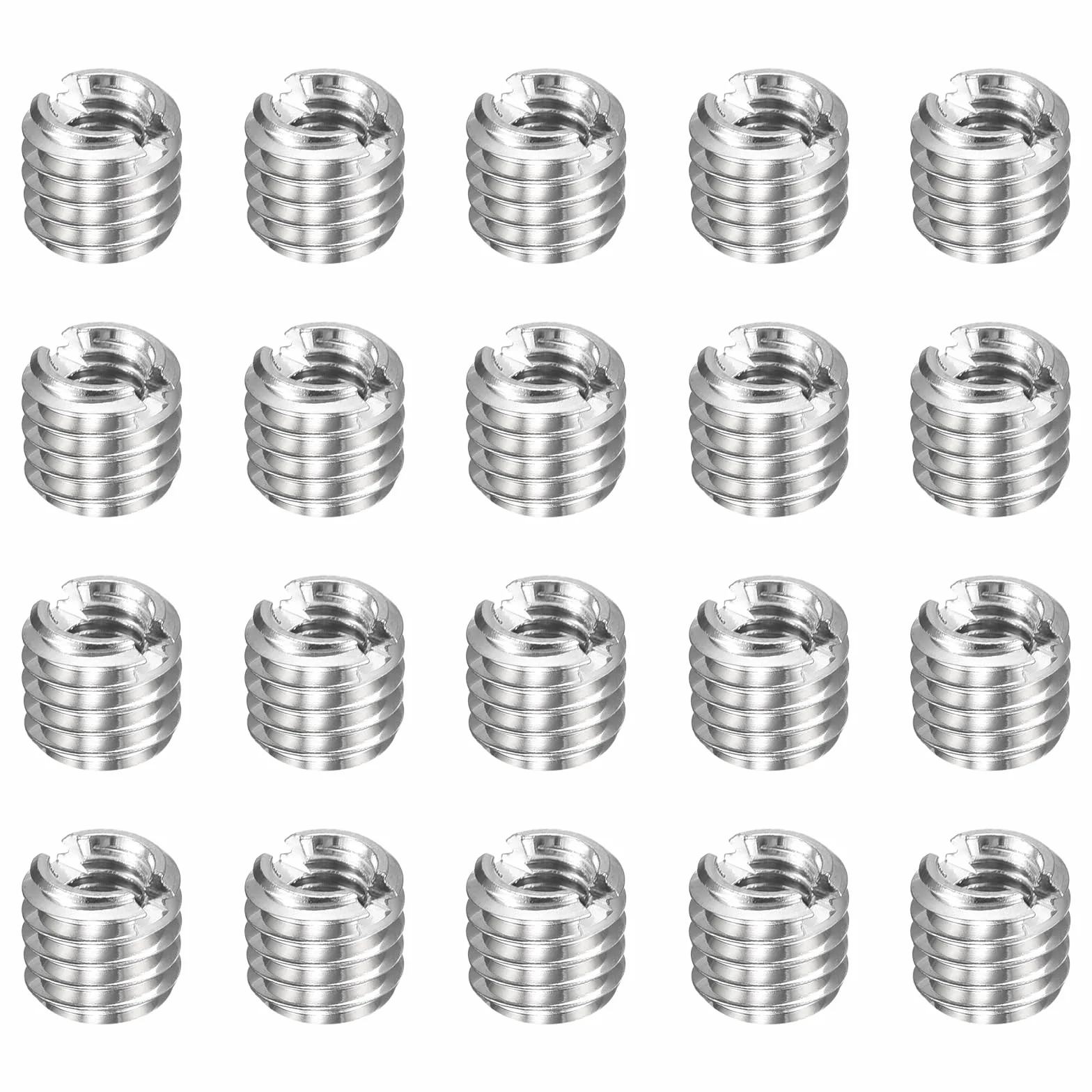 QUARKZMAN 20 szt. nakrętek wkręcanych M5 na M3 x 5 mm, wkładka gwintowana ze stali nierdzewnej, tuleje redukcyjne, metryczne, samogwintujące adaptery gwintowane do mebli samochodowych, DIY