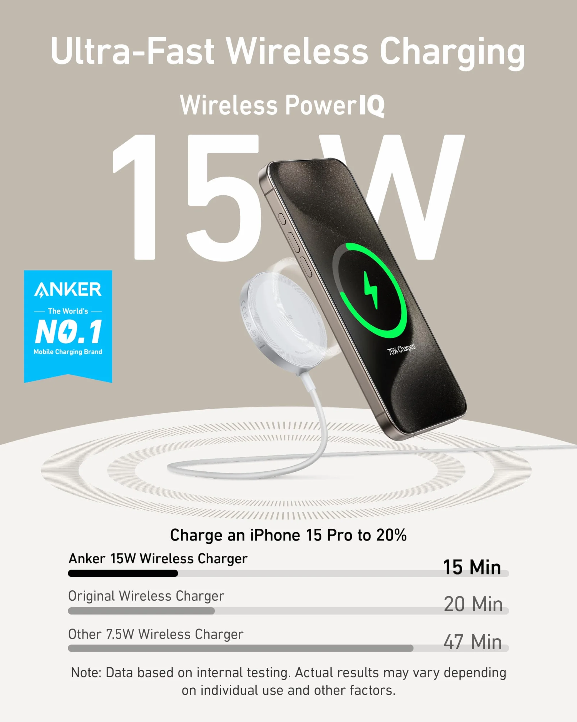 Anker MagGo magnetyczna ładowarka bezprzewodowa 15 W Qi2 do MagSafe do iPhone 16/15/14/13/12
