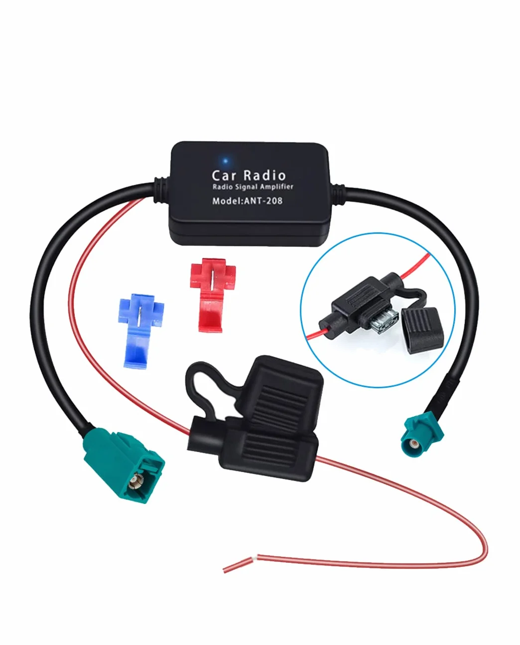 Vecys FM/AM DAB DAB+ Antena Samochodowa Wzmacniacz Sygnału Fakra 12V Digital Radio Antena Splitter