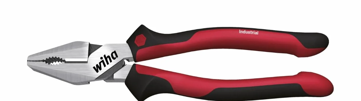 Wiha 34567 225 mm szczypce kombinacyjne o dużej dźwigni przemysłowe z dynamicznym przegubem/optiGrip, czerwony/czarny, 225 mm