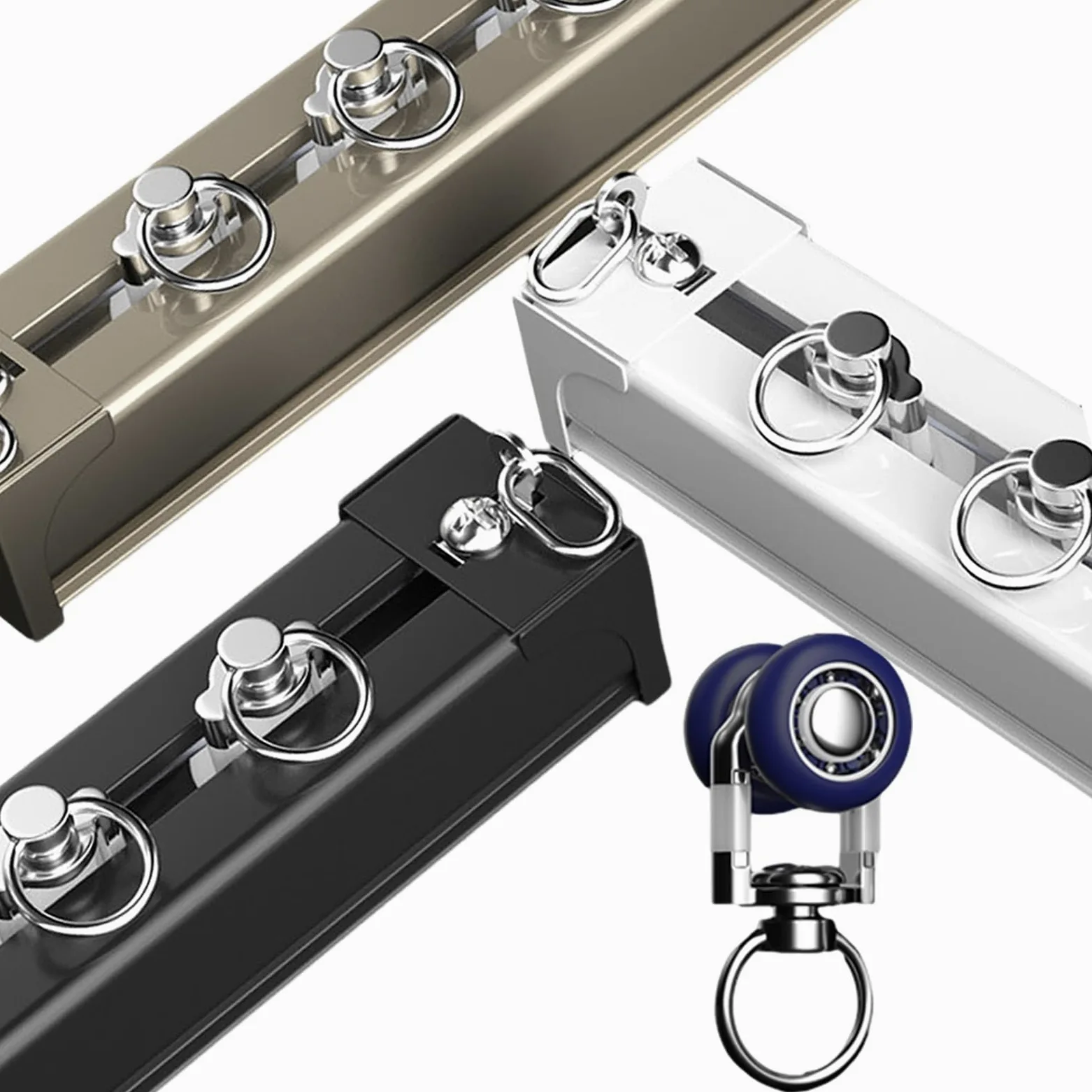 Heavy Duty Curt Track 1-kanałowy (biały 50-600 cm) ze ślizgaczami oczkowymi aluminium zawiera sprzęt montażowy, idealny do przesuwnych kurtek i zasłon