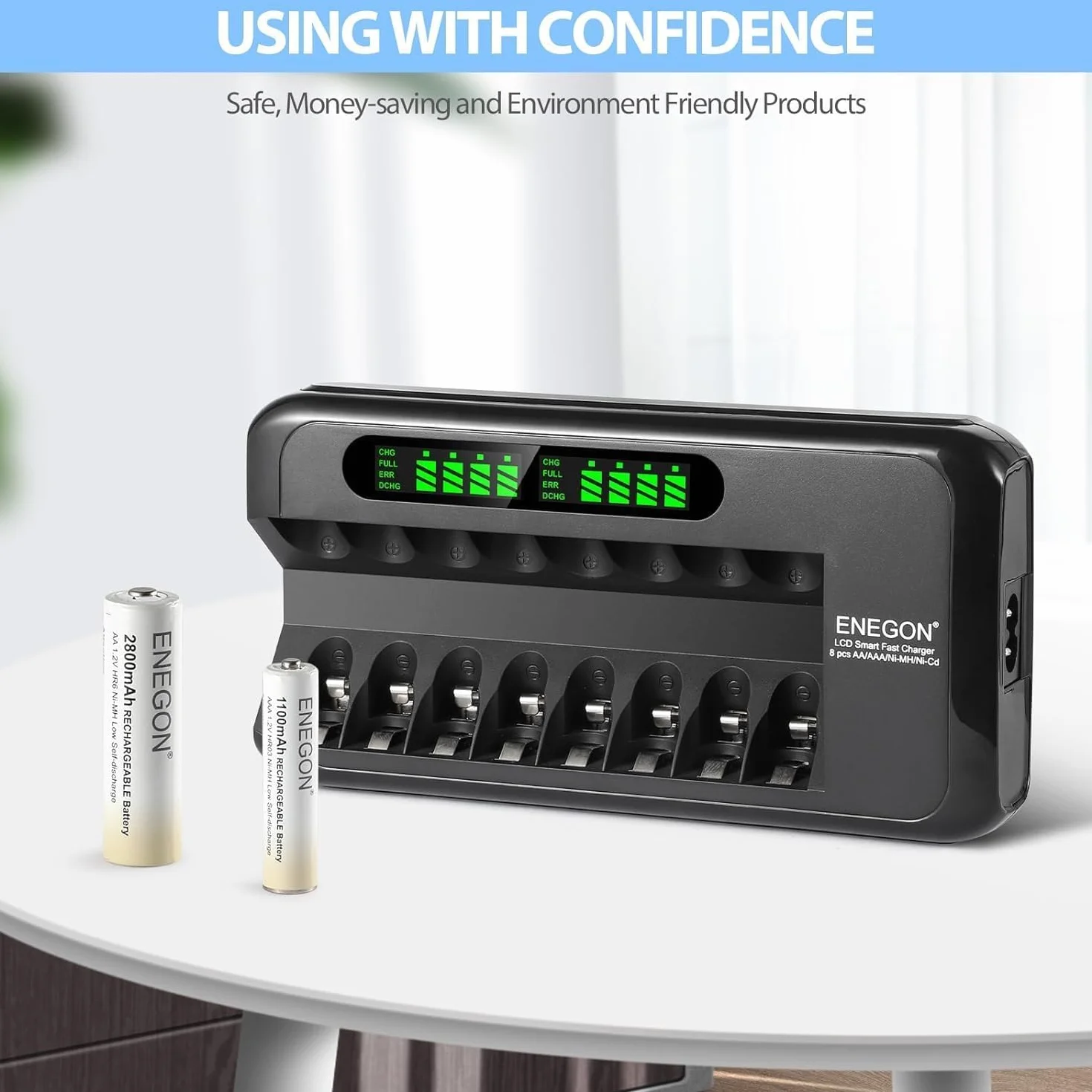 8 Slot Battery Charger, czarna