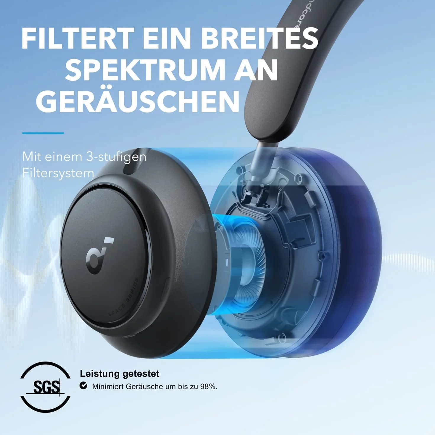 Soundcore Space Q45 słuchawki z adaptacyjną redukcją szumów 98% 50h Bluetooth 5.3