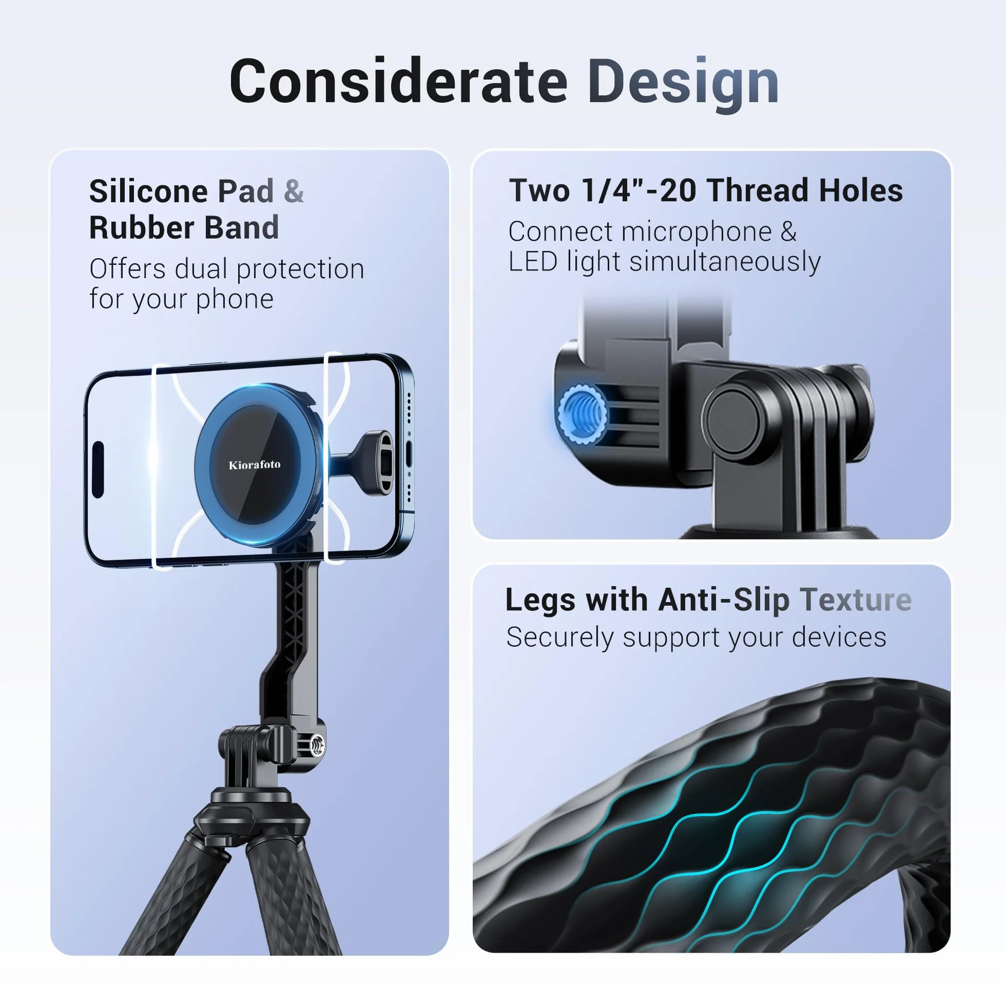 Elastyczny statyw magnetyczny do telefonu, regulowany kąt i wysokość, stojak Magsafe Android GoPro
