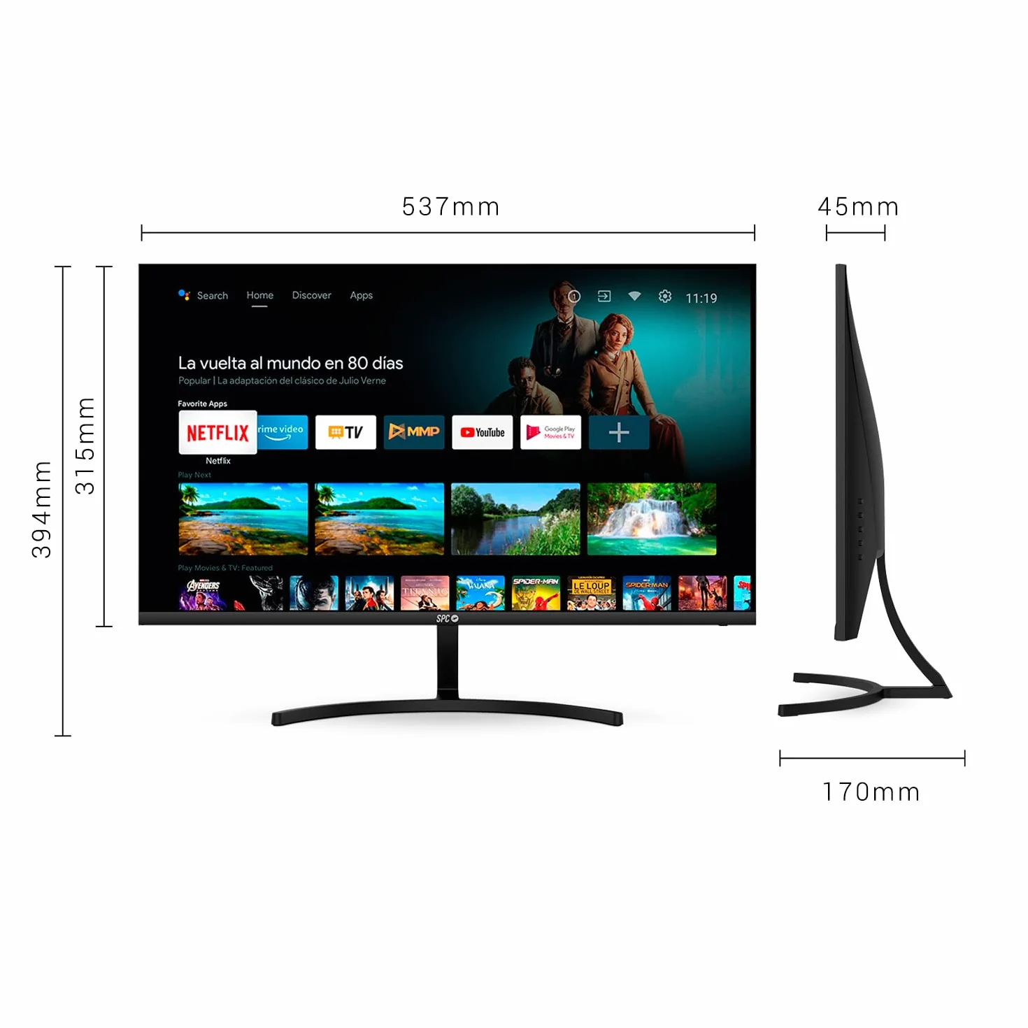Monitor SPC 24" Full HD Android TV wbudowane głośniki pilot zdalnego sterowania