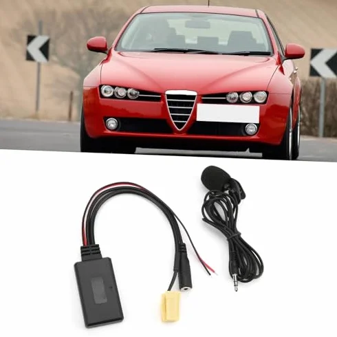 Akozon Kabel AUX Bluetooth, Bluetooth 5.0 samochodowy adapter AUX z mikrofonem zestaw głośnomówiący Bluetooth AUX adapter do 500/Grande Punto