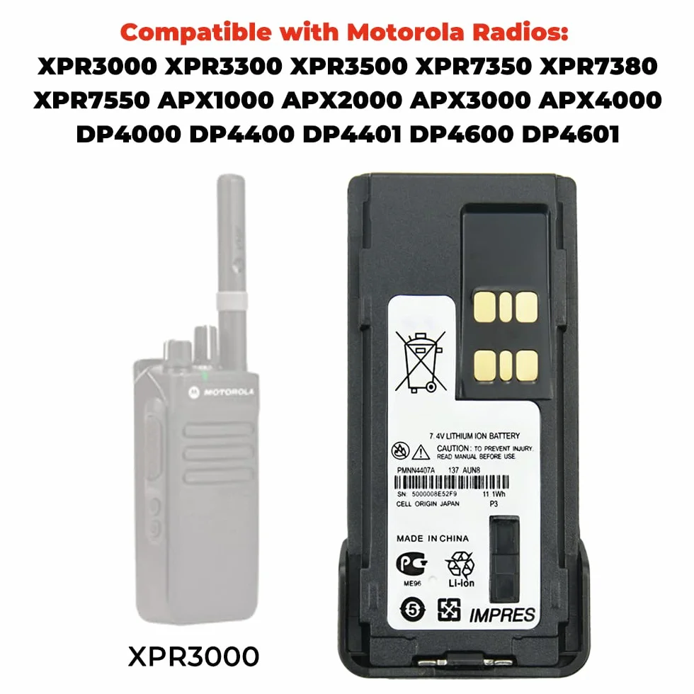 PMNN4407A IMPRES Bateria do Motorola XPR3300 XPR3500 XPR7350 XPR7380 APX 1000 DP4800 XiR P8668 Bateria zamienna do radia dwukierunkowego