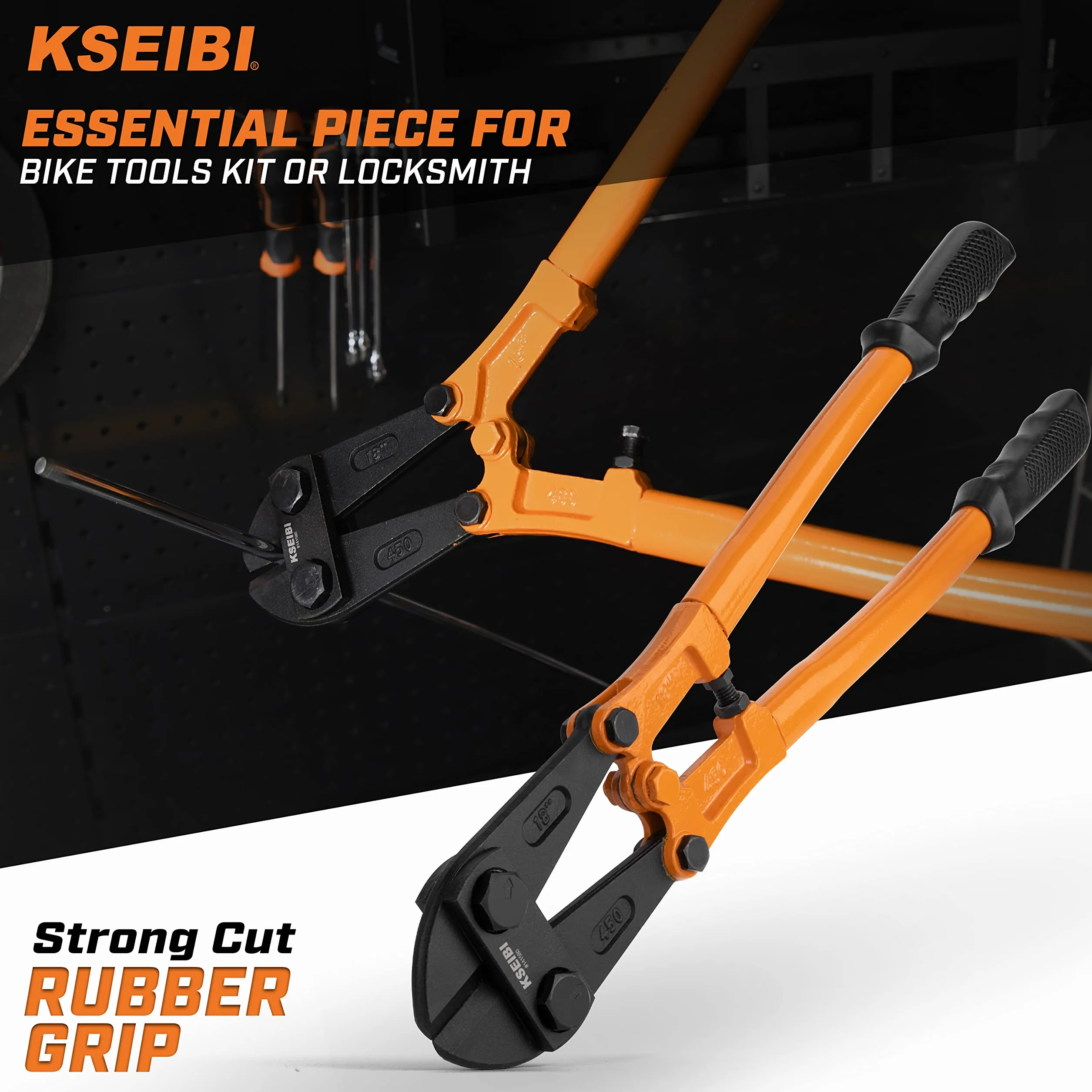 KSEIBI 141575 Małe nożyce do śrub 35,5 cm, wytrzymałe nożyce do śrub, do drutu chromowo-anodowego, z miękkim uchwytem ergonomicznym, idealne do cięcia małych ogrodzeń, drutu stalowego, łańcuchów,