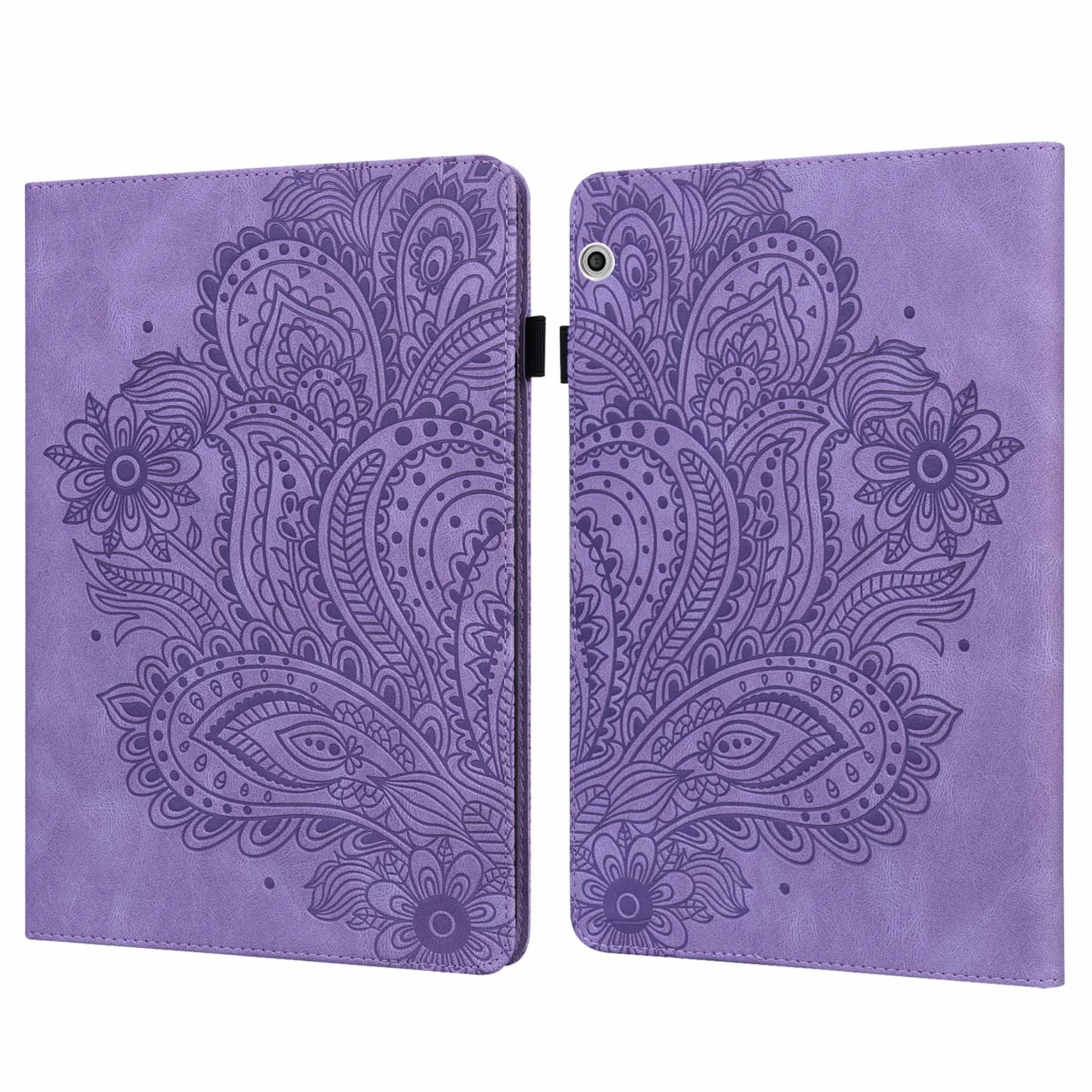 Etui do Huawei MediaPad T3 10 (9,6 cala) z folią ochronną i rysikiem - ultra cienkie z funkcją stojaka Flip Cover skóra PU (fioletowa)