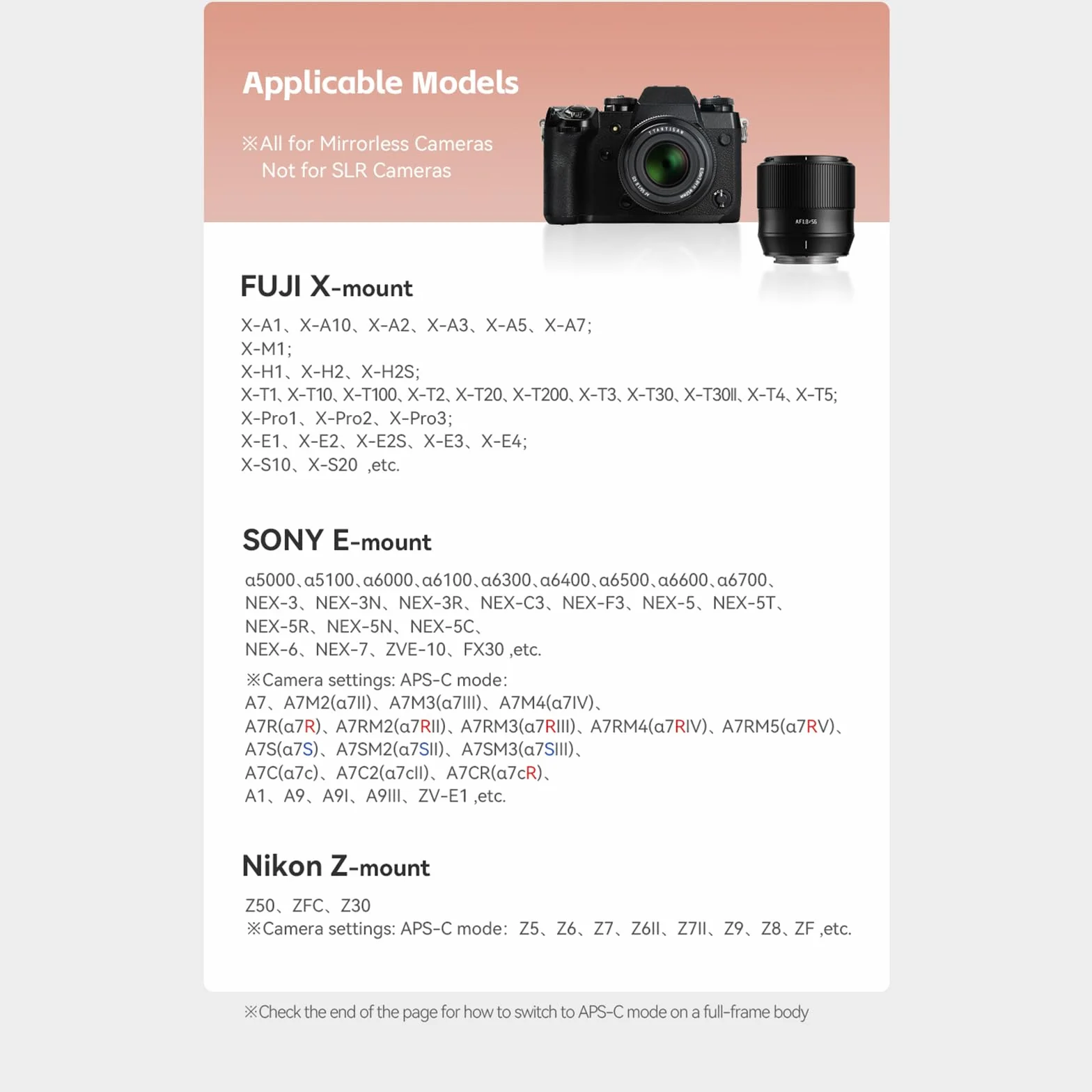TTARTISAN 56 mm F1.8 Auto Focus APS-C obiektyw do Sony E Mount metalowy lekki obsługa śledzenie oczu