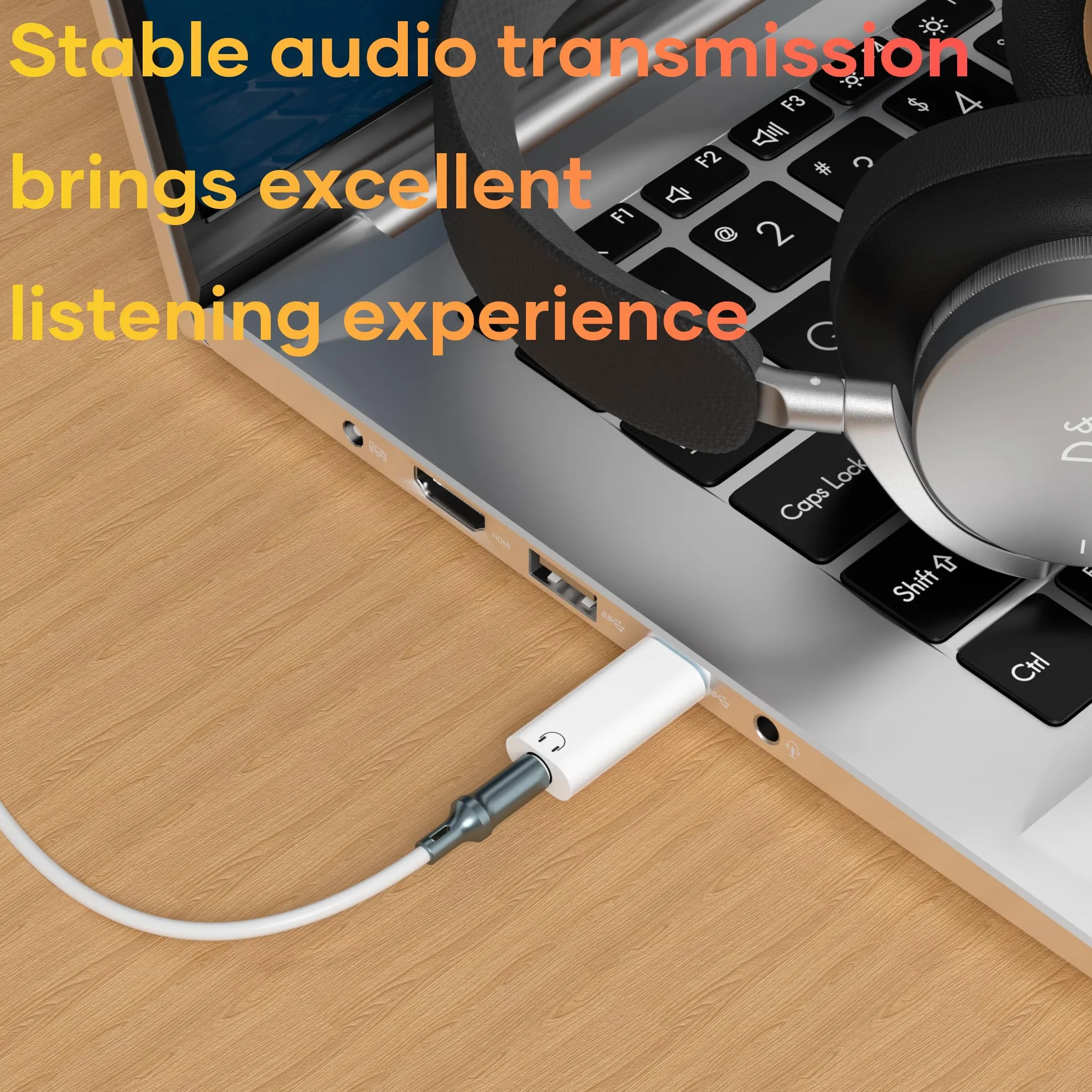 Adapter audio USB C do słuchawek 3,5 mm, adapter typu C do słuchawek jack 3,5 mm AUX dongle kompatybilny z iPhone 16 15 Pro Max/Plus, Galaxy S24 S23 S22, iPad Air/Pro, MacBook, Pixel White