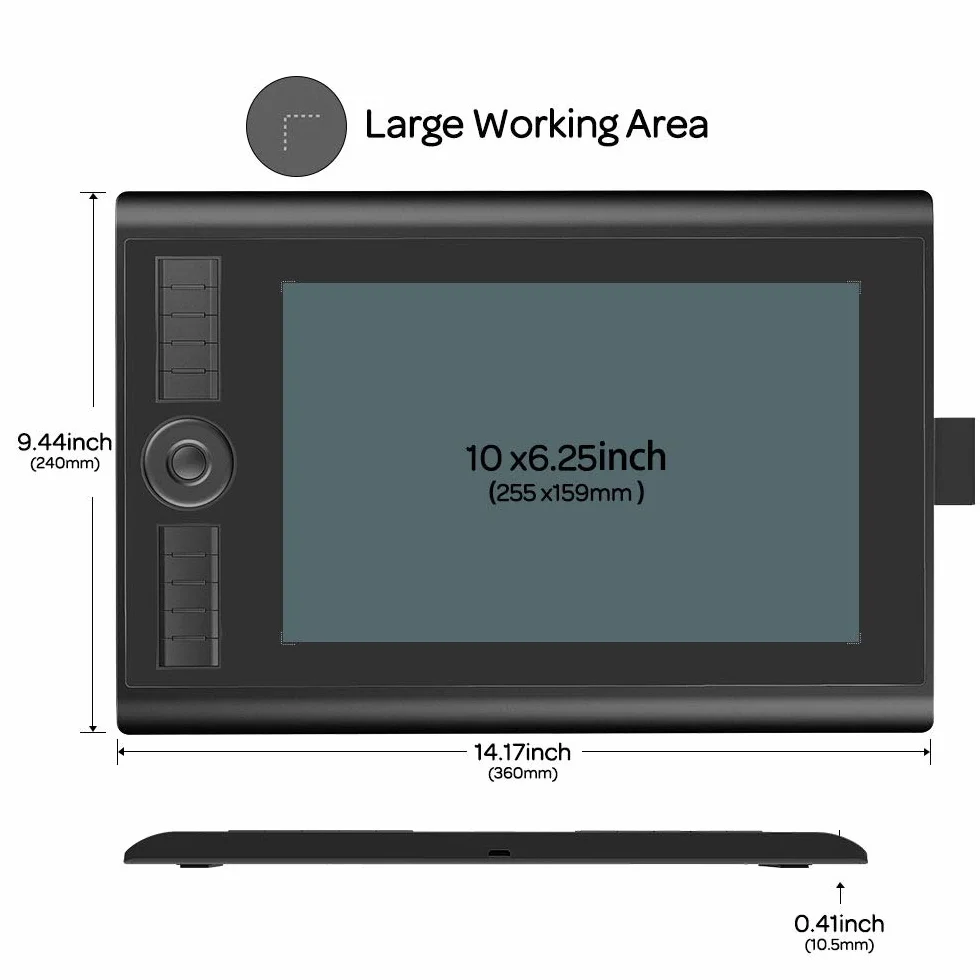 GAOMON M10K Pro Tablet graficzny 10 x 6,25'' 8192 poziomów ciśnienia rysik pasywny OTG