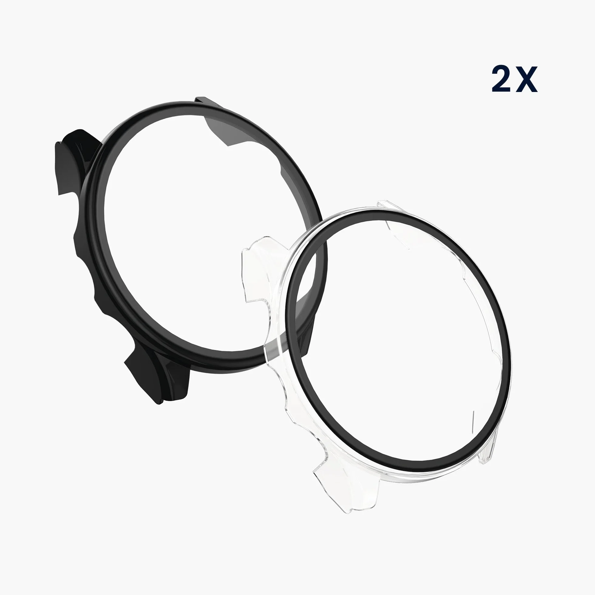 kwmobile Etui kompatybilne z Garmin Forerunner 970 47mm obudowa - 2X obudowa z hartowanego szkła do trackera fitness - przezroczysta-czarna