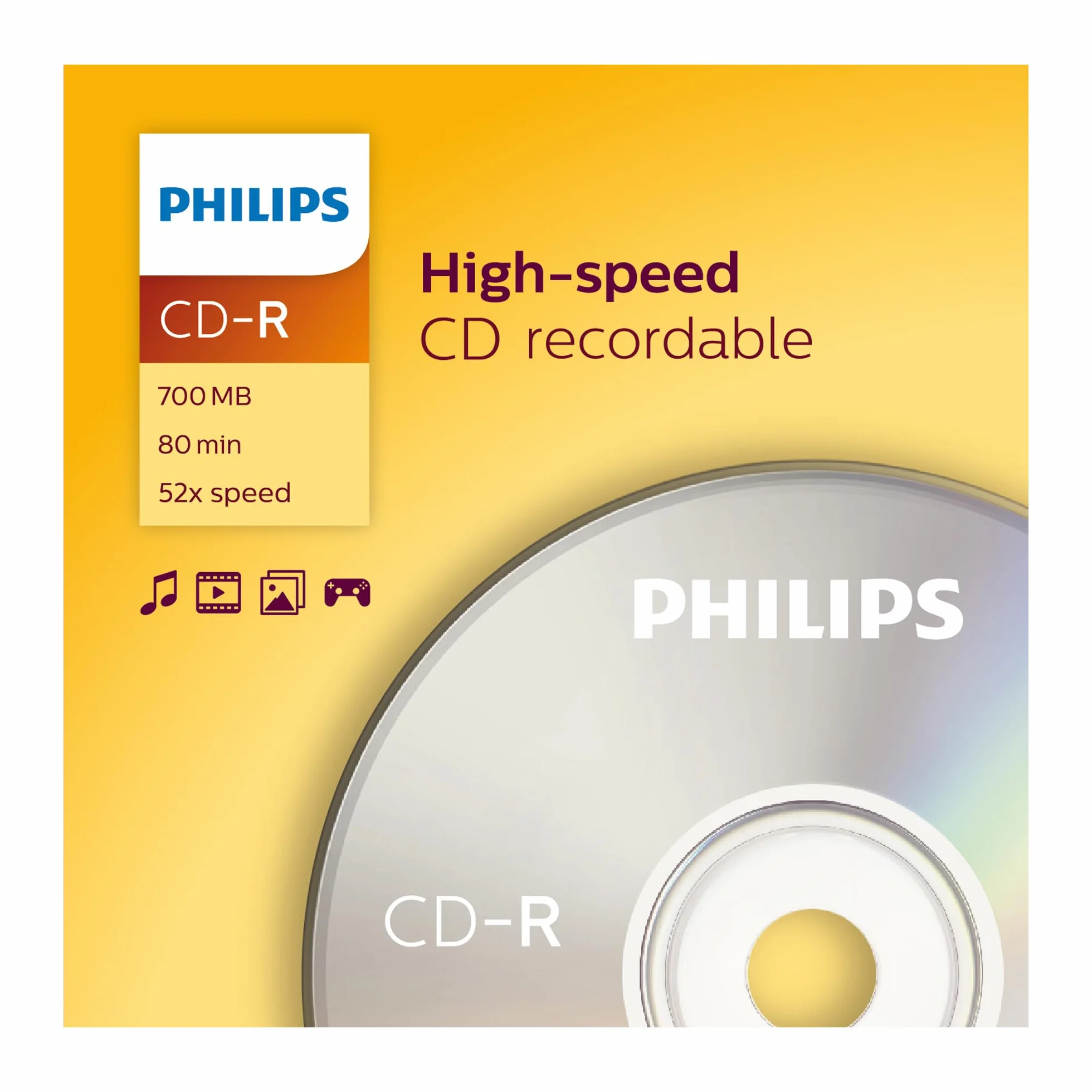 Philips CD-R nośniki 700 MB 80 minut 52x 10 sztuk Slim Case