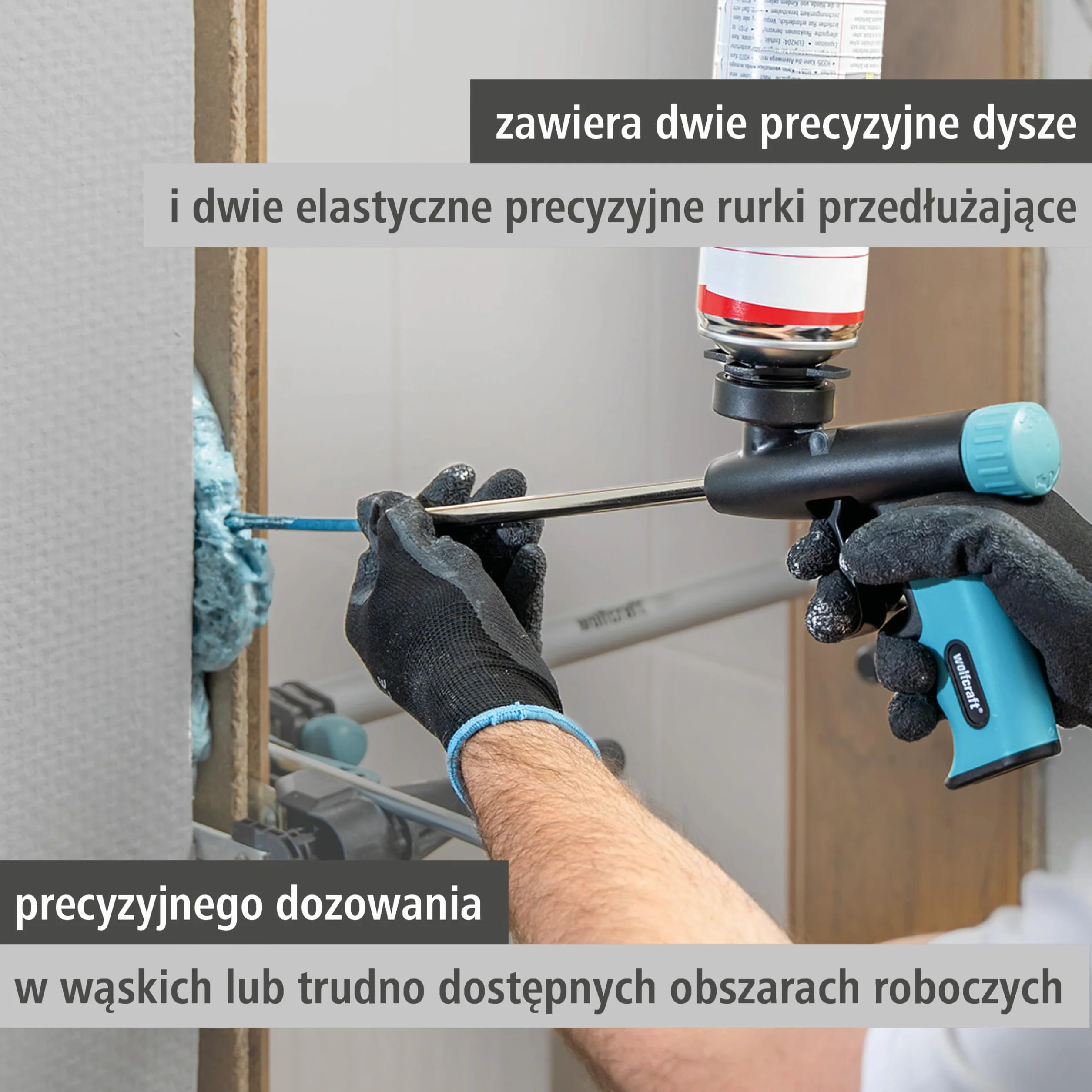 wolfcraft Pistolet do aplikatora pianki I 4342000 I do dokładnego uszczelnienia, izolacji i klejenia