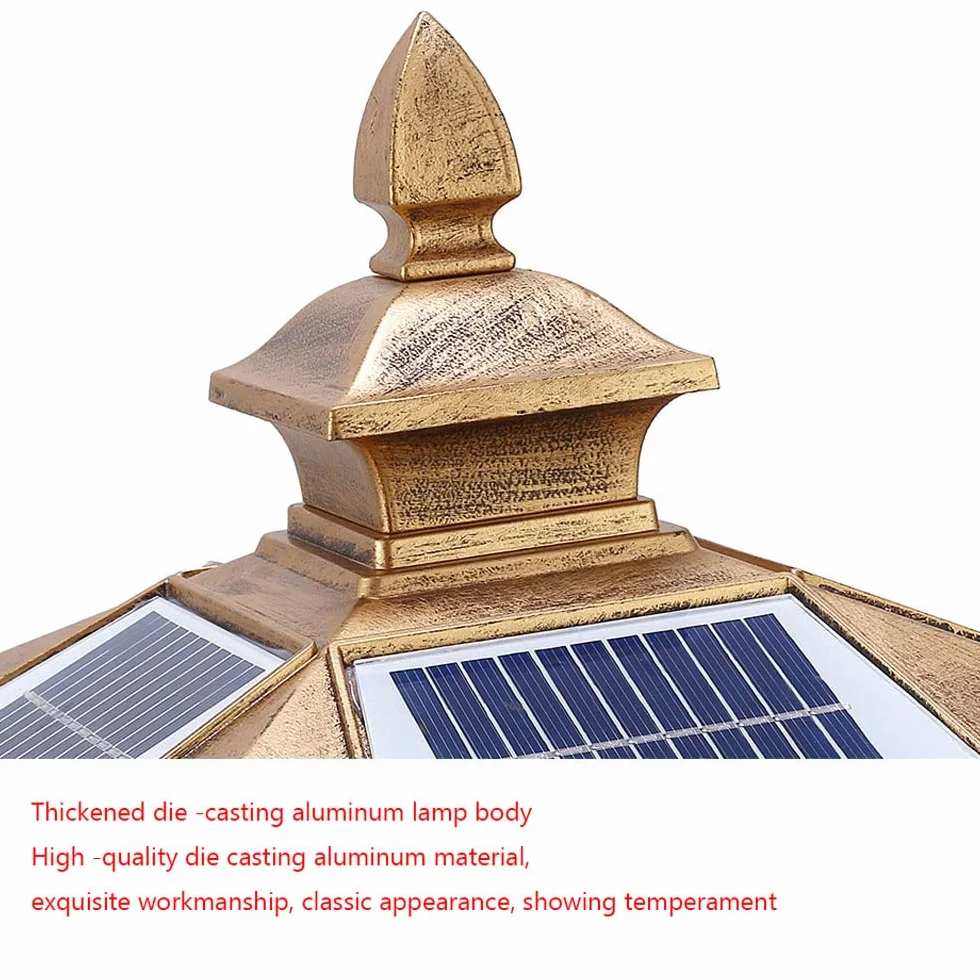 Nowoczesna solarna lampa słupkowa, minimalistyczna kreatywna wodoodporna lampa filarowa do dziedzińca, ogrodzenia werandy, bramy ogrodowej, podstawa E26 odlewane aluminium ze szklanym kloszem