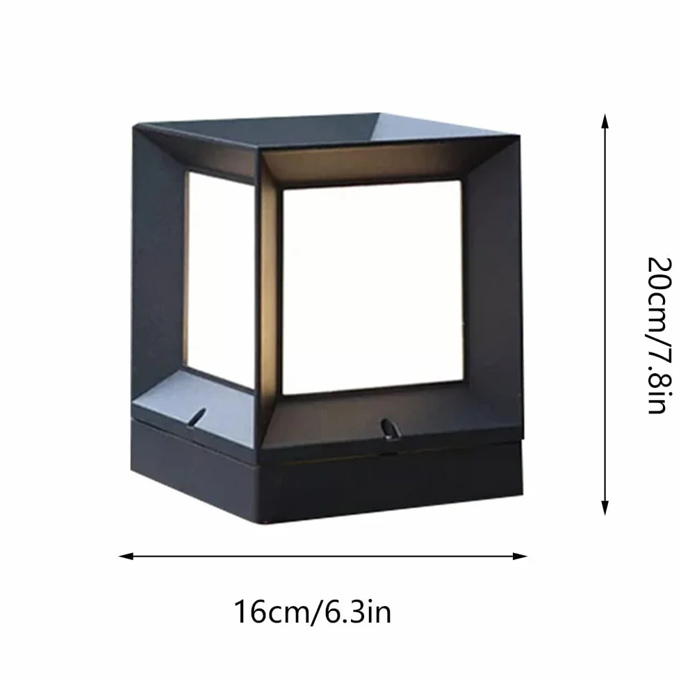 Lampy solarne, Matowa Czarna Lampa Słupkowa Z Trzonkiem E26, Przystosowana Do Pracy W Warunkach Mokrych(16cm)