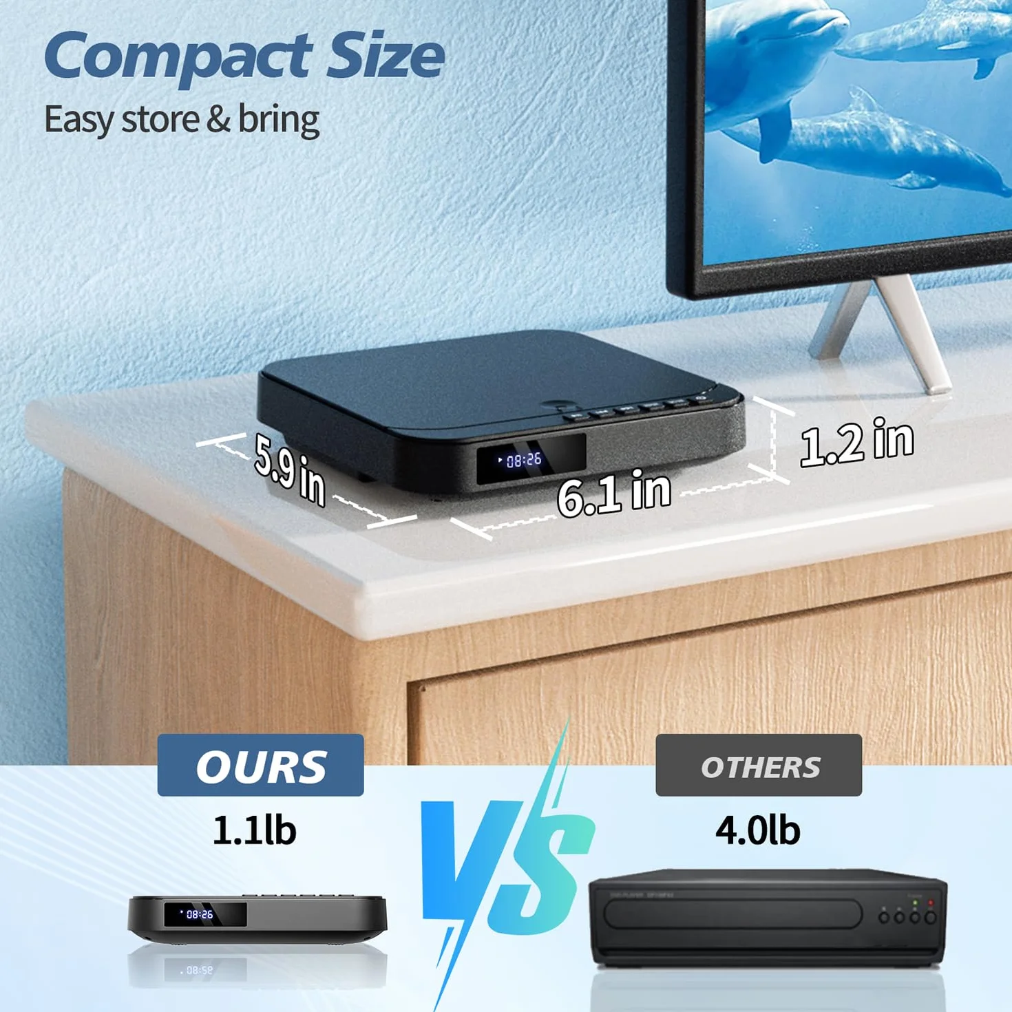 Odtwarzacz DVD Mini HD 1080P HDMI USB/TF Pilot PAL/NTSC
